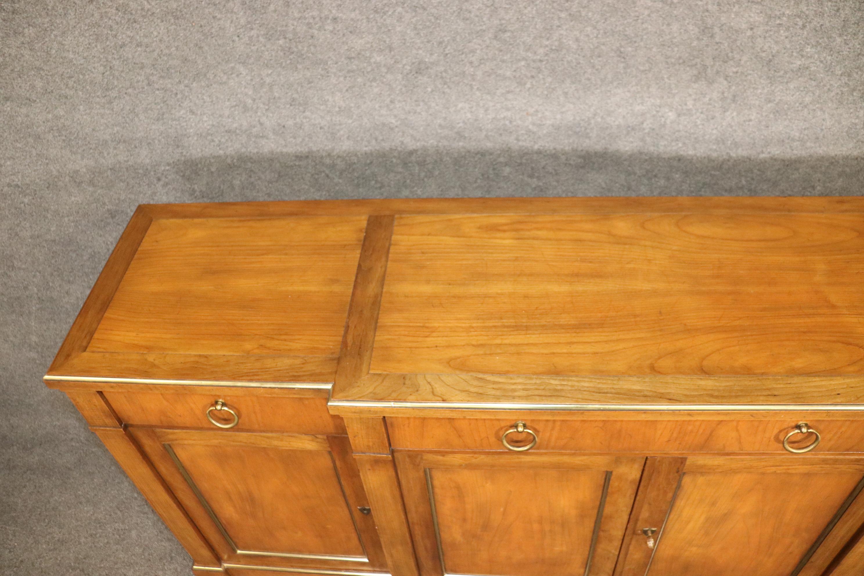 Brass Trimmed French Directoire Cherry Sideboard Buffet with Ring Pulls C1950 4