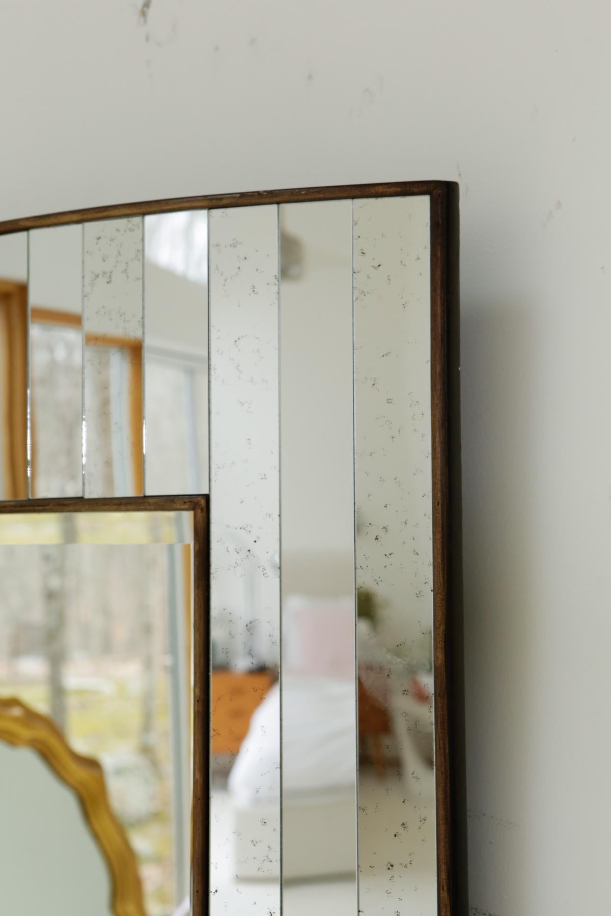Brass Trimmed Paneled Mirror For Sale 2