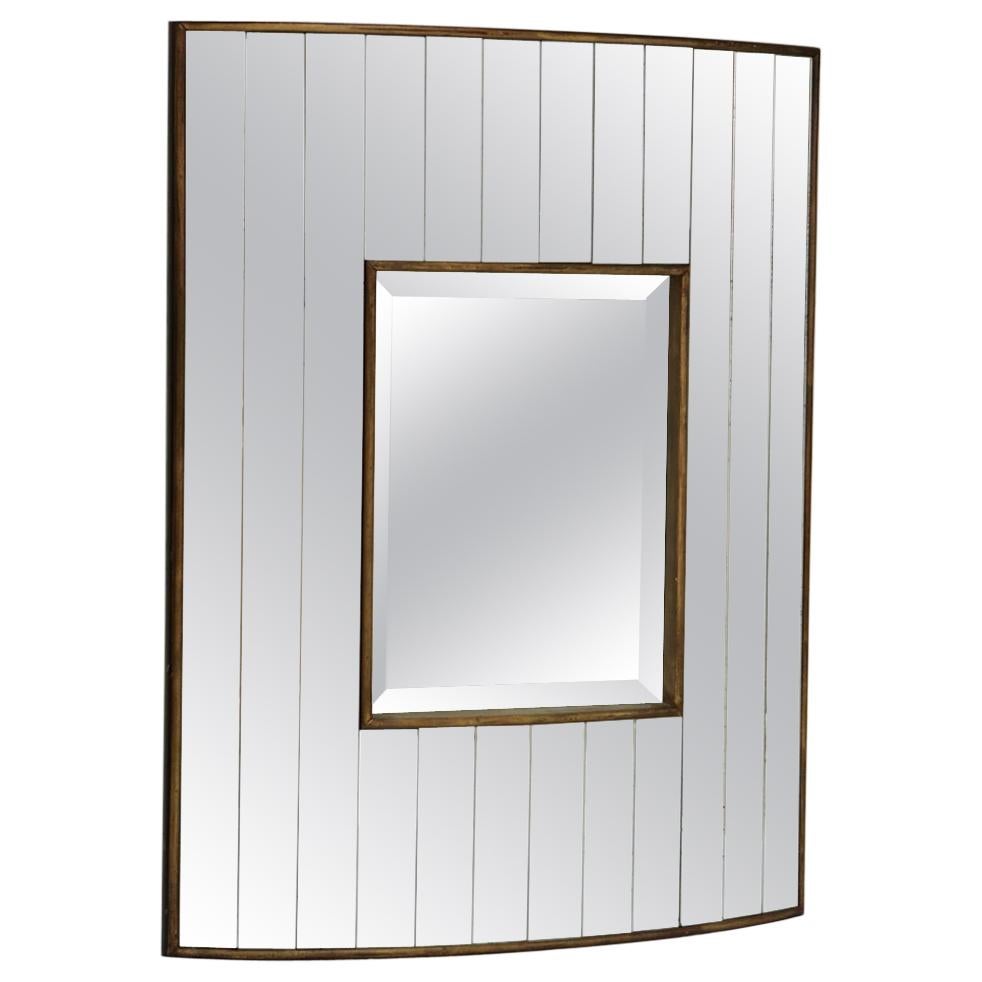 Brass Trimmed Paneled Mirror For Sale