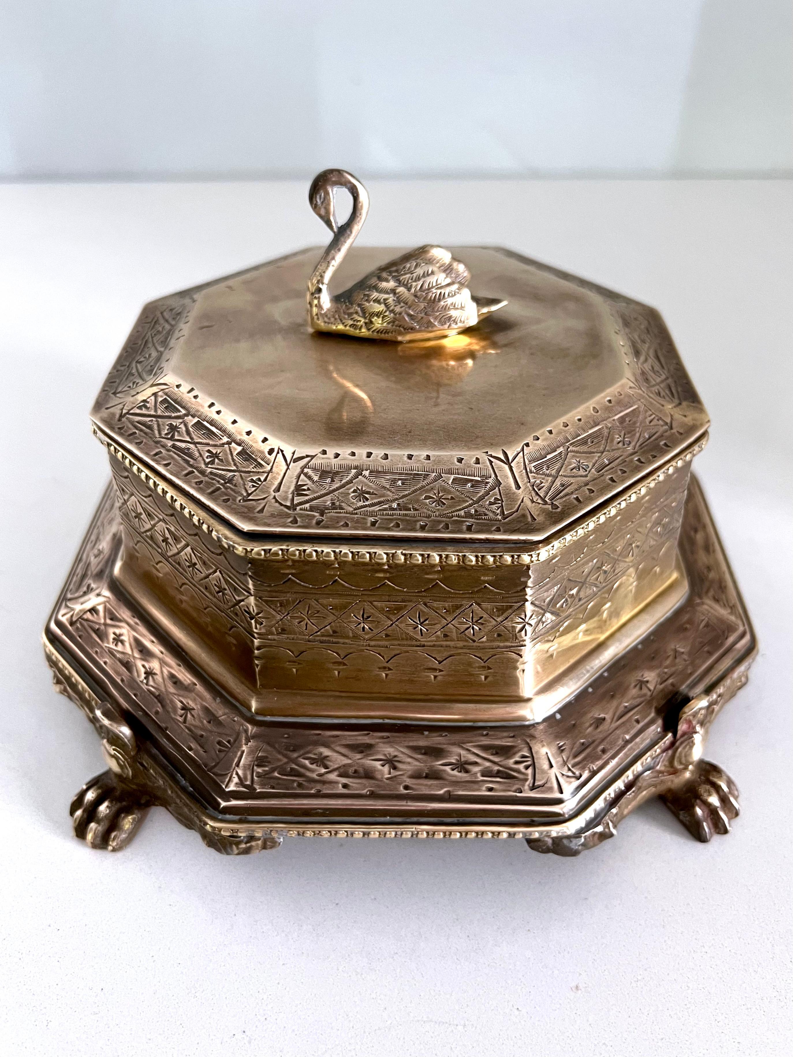 vintage brass trinket box