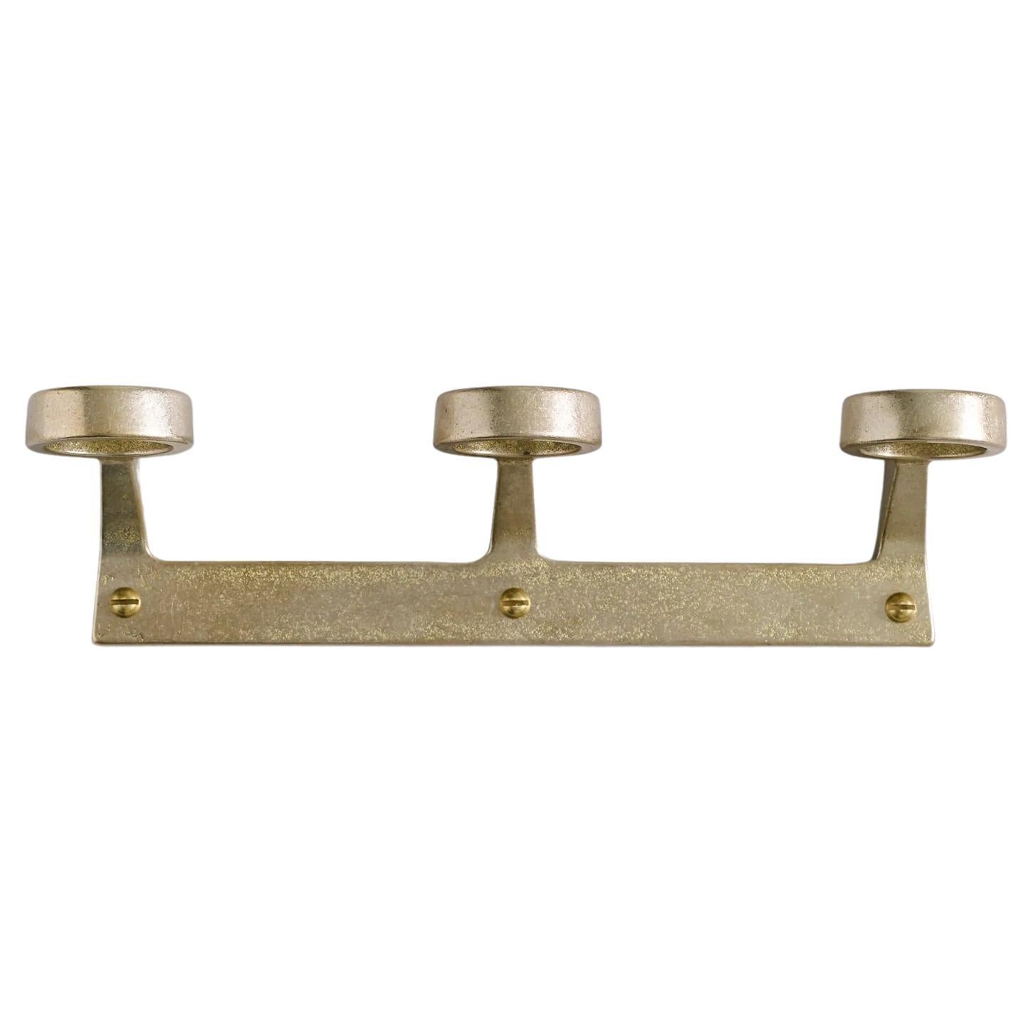 Contemporary Golden Brass Trio Bottle Bracket by Henry Wilson