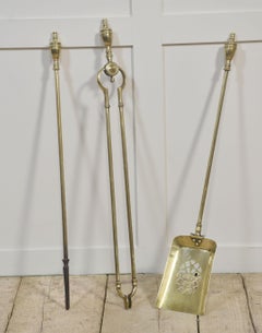 Brass triple companion fire tool set