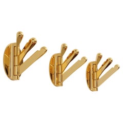 Retro Brass Triple Folding WallCoats Racks, 1970's