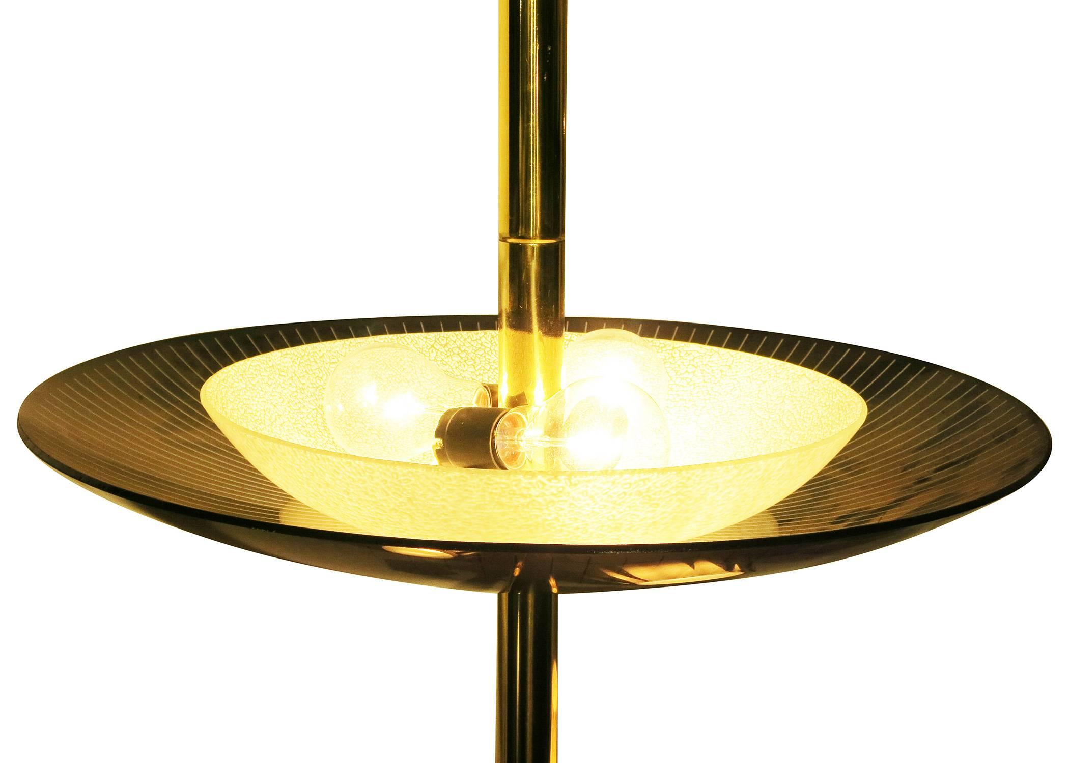 American Brass Triple Light Floor to Ceiling Tension Pole Lamp  