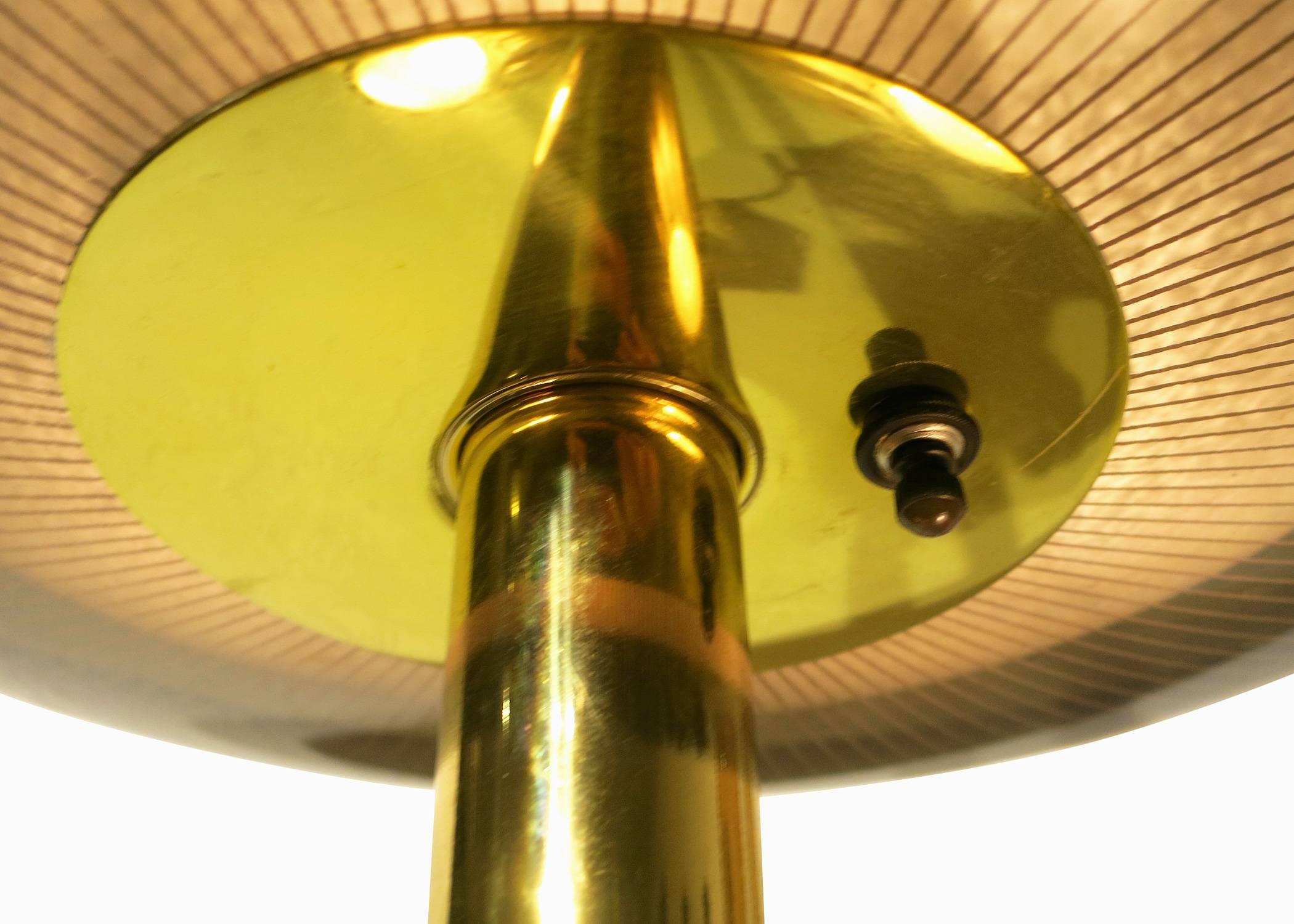 Mid-20th Century Brass Triple Light Floor to Ceiling Tension Pole Lamp  