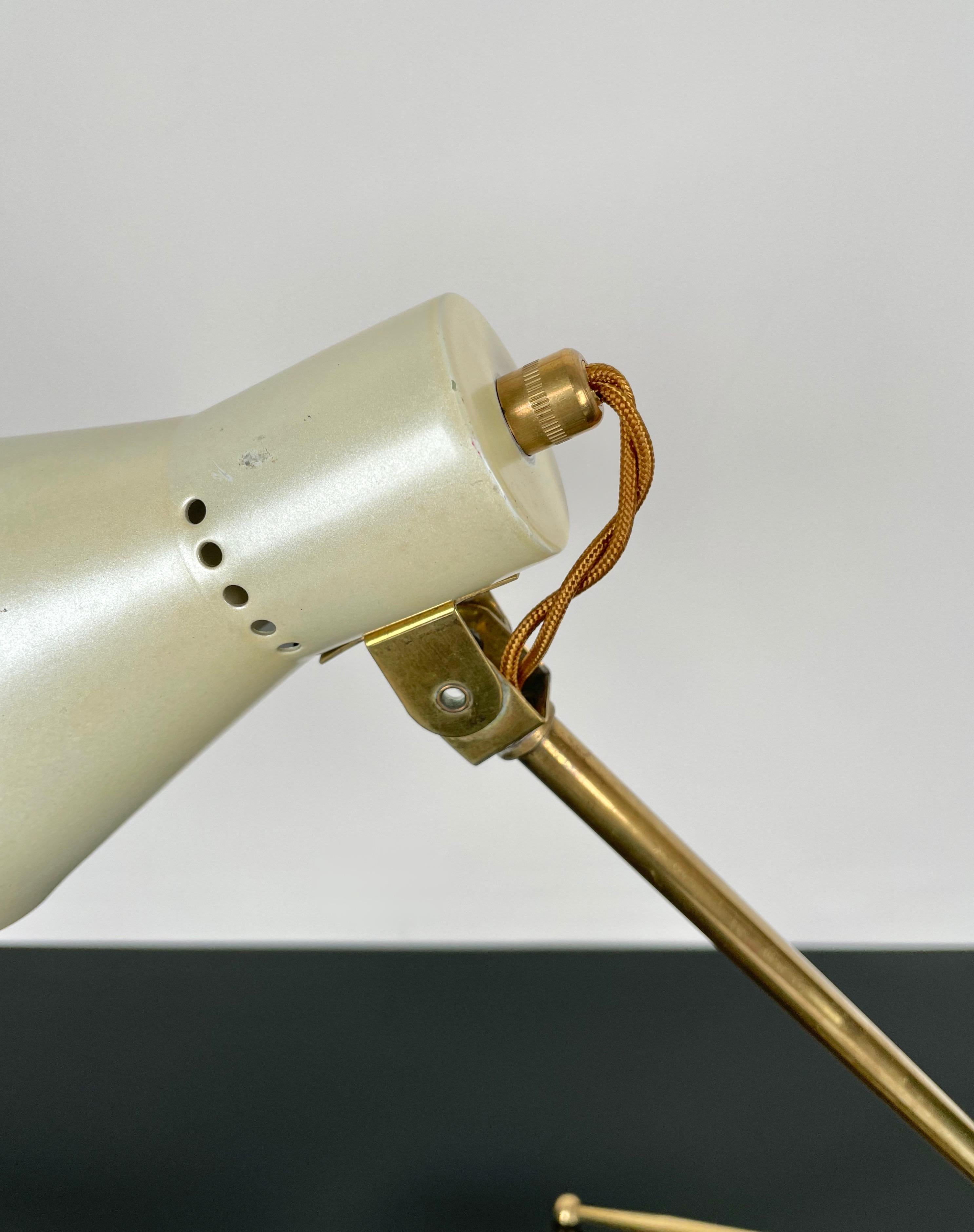 Brass Tripod Desk Table Lamp Attributed to Stilnovo, Italy, 1950s 2