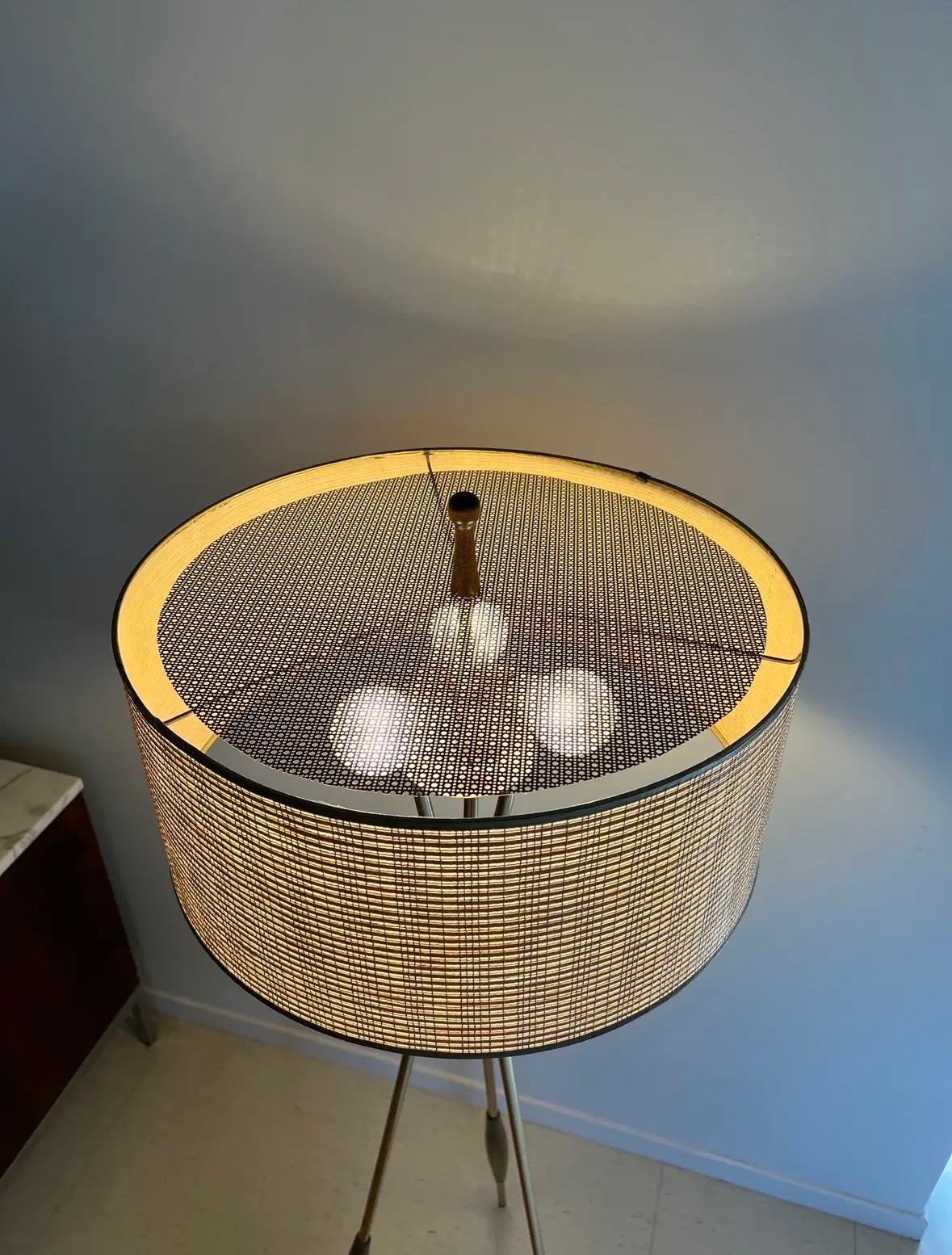 Laiton Lampadaire tripode Gerald Thurston pour Lightolier