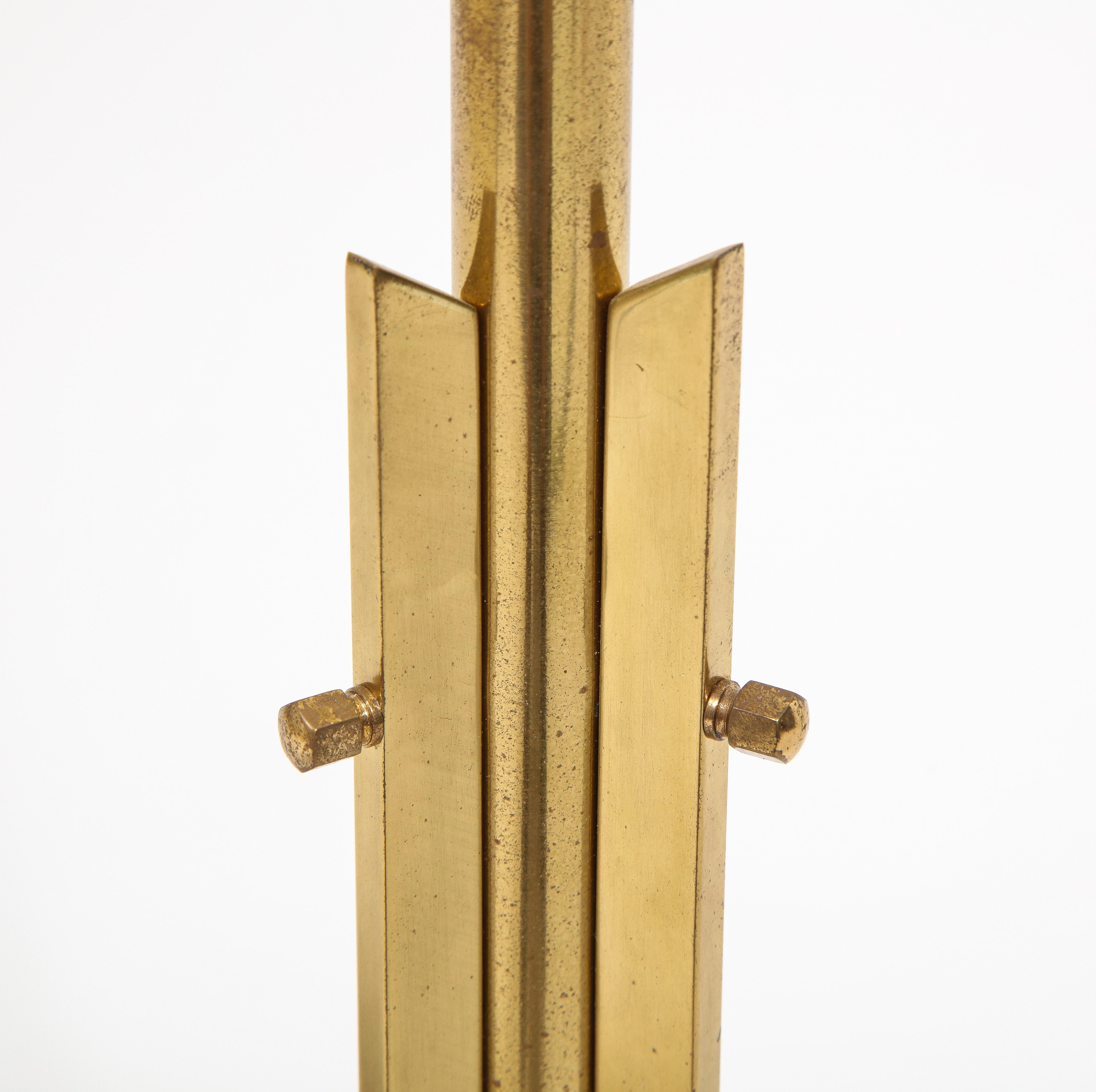 Brass Tripod Floor Lamp, France 1950's For Sale 4
