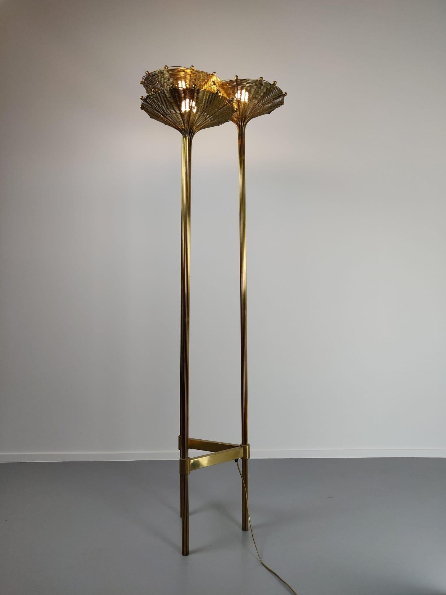 Mid-Century Modern Brass tripod floor lamp model 