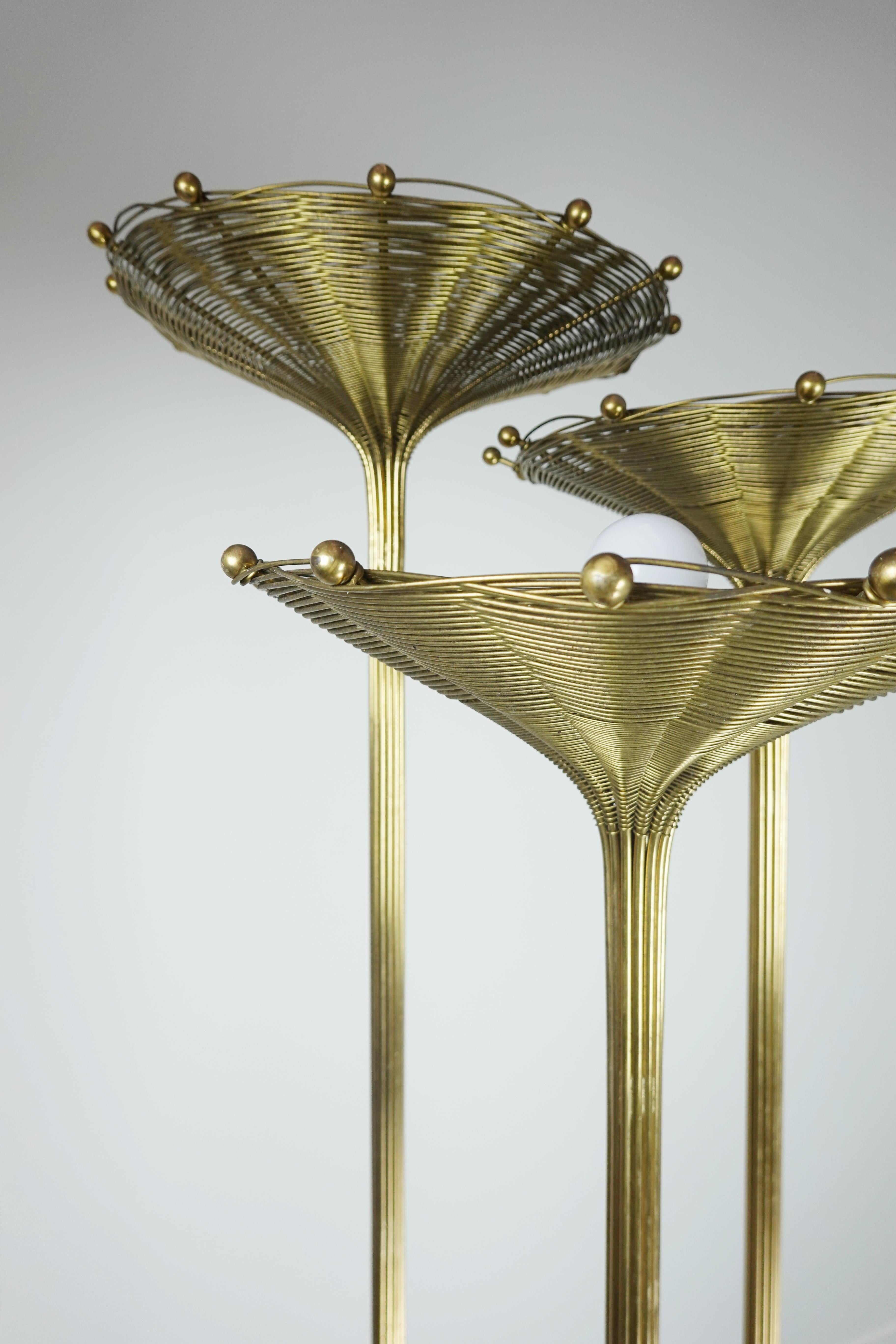 Mid-Century Brass Tripod Floor Lamp Model 