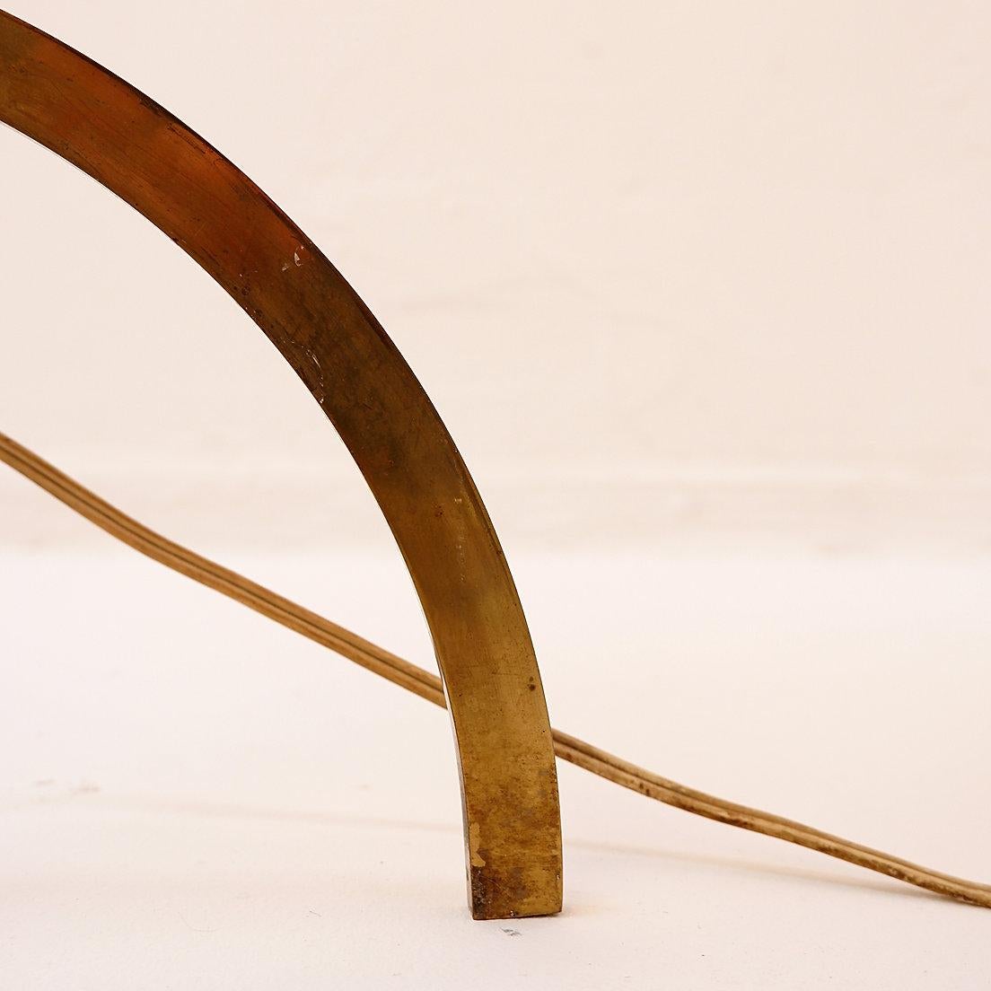 Brass Tripod Floor Lamp with Half Shade - Early 20th Century For Sale 8