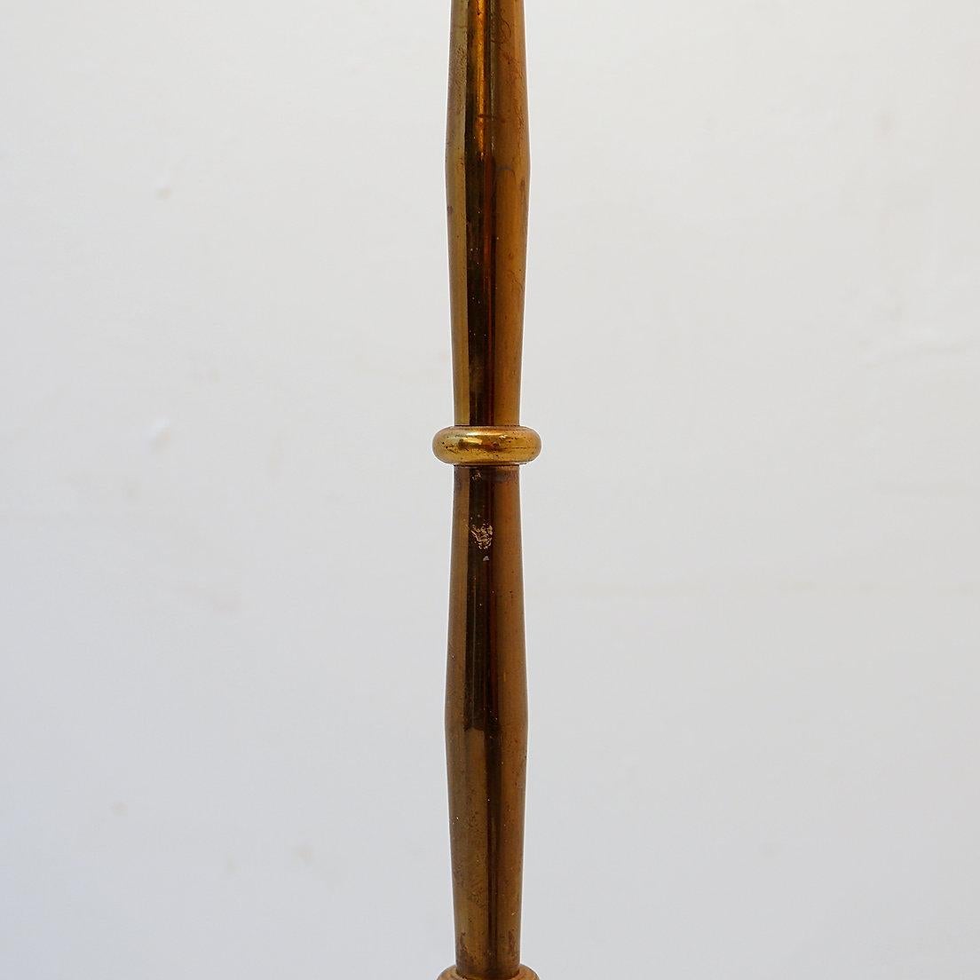 Brass Tripod Floor Lamp with Half Shade - Early 20th Century For Sale 9