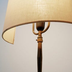 Brass Tripod Floor Lamp with Half Shade - Early 20th Century