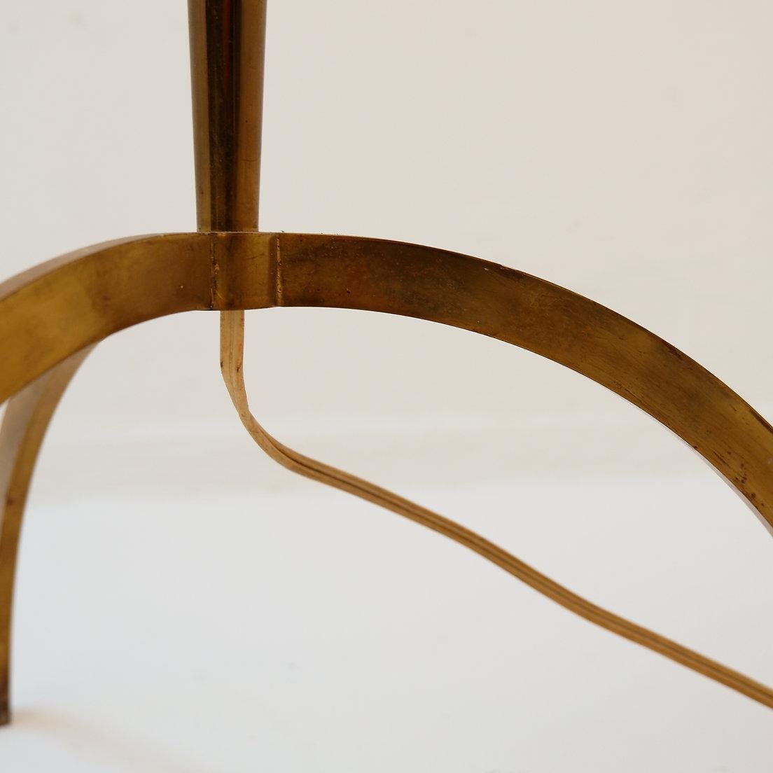 Brass Tripod Floor Lamp with Half Shade - Early 20th Century For Sale 2