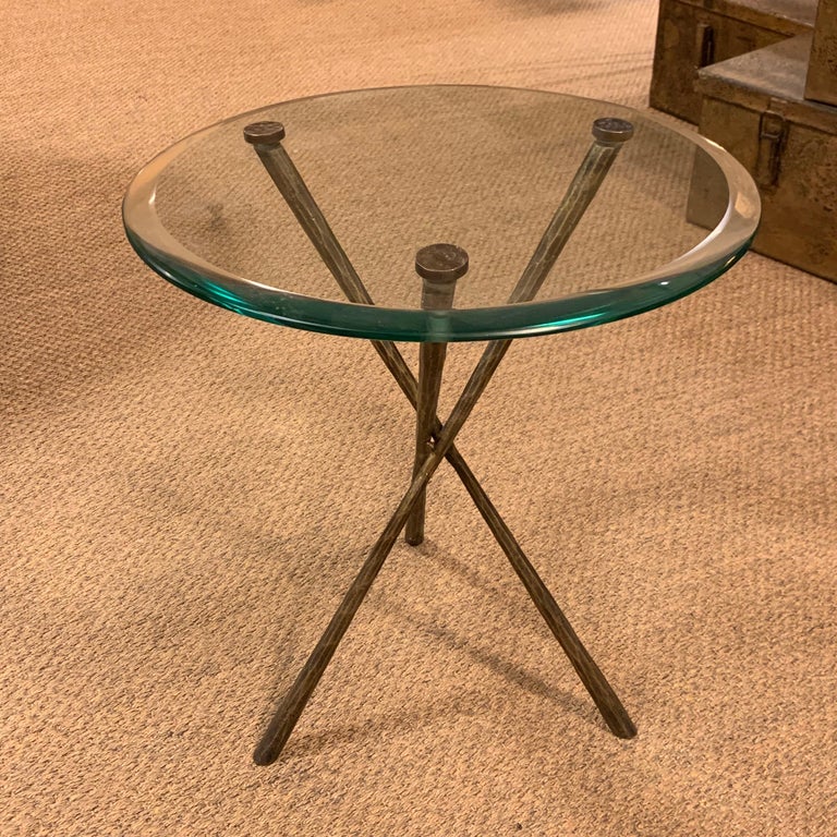 Brass Tripod Leg Round Glass Top, 3 Legged Round Table With Glass Top