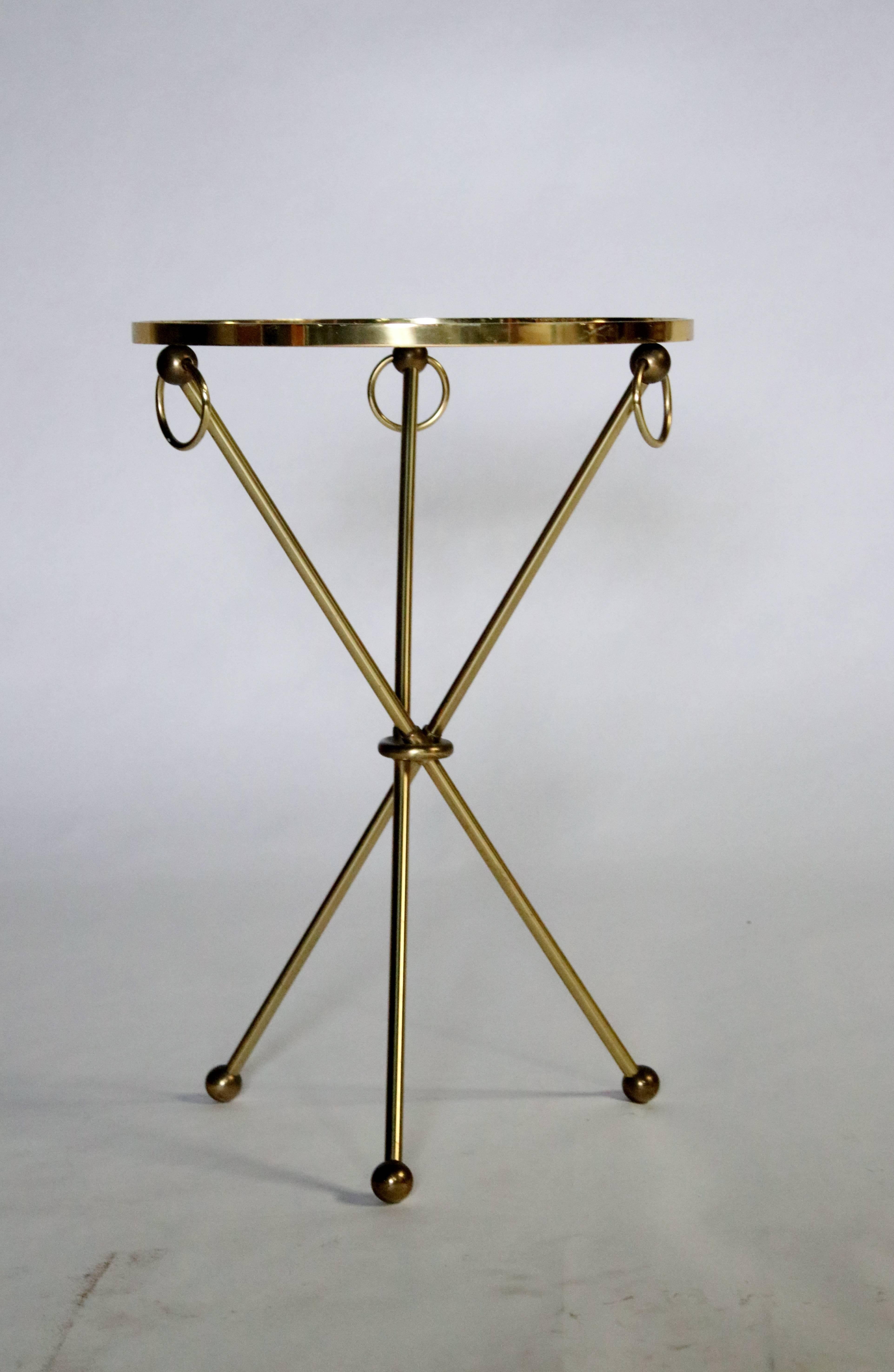 Mid-20th Century Brass Tripod Table with Loop Handles