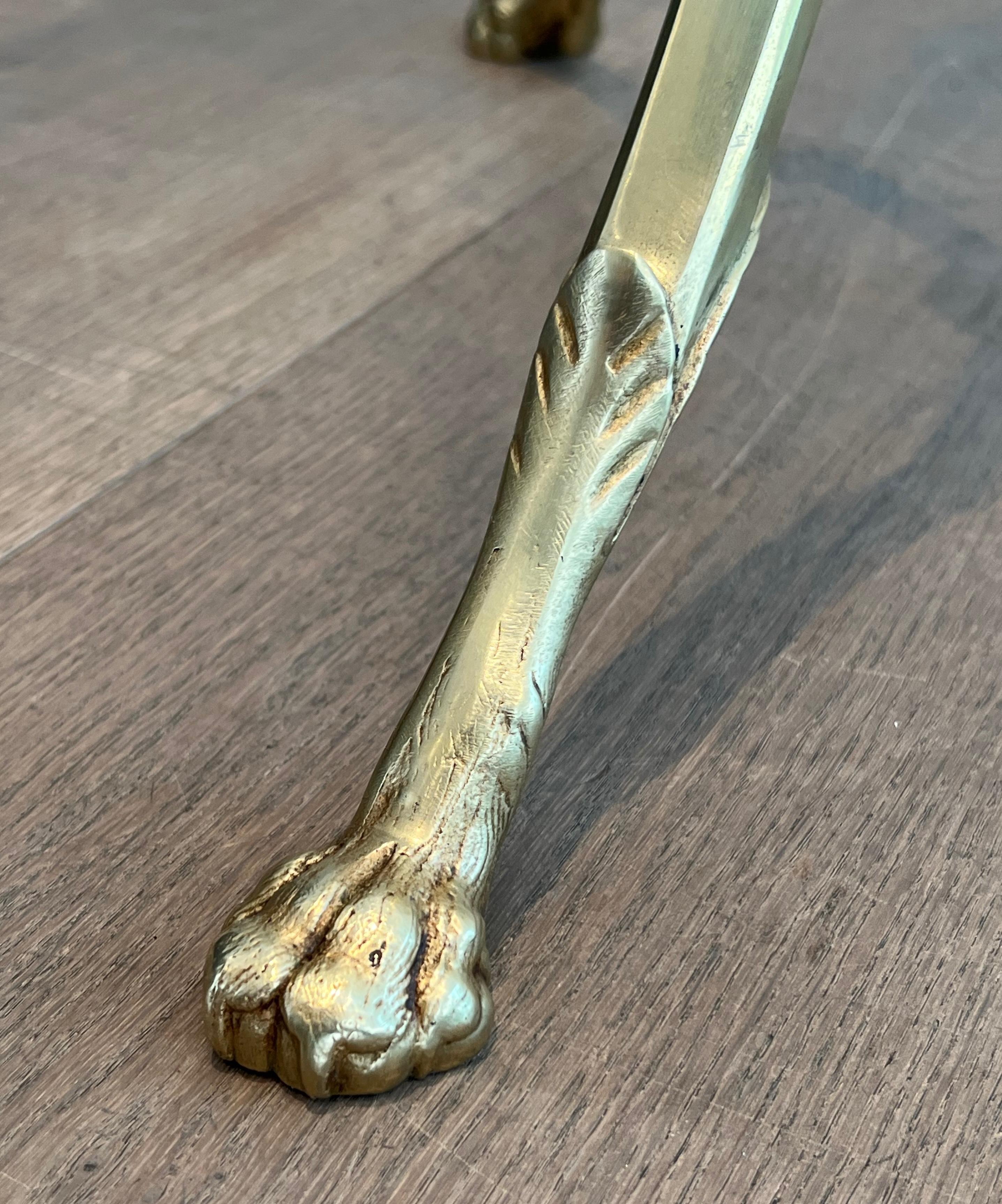 Lampada da terra Tripode in ottone con piedi ad artiglio di Maison Jansen in vendita 10