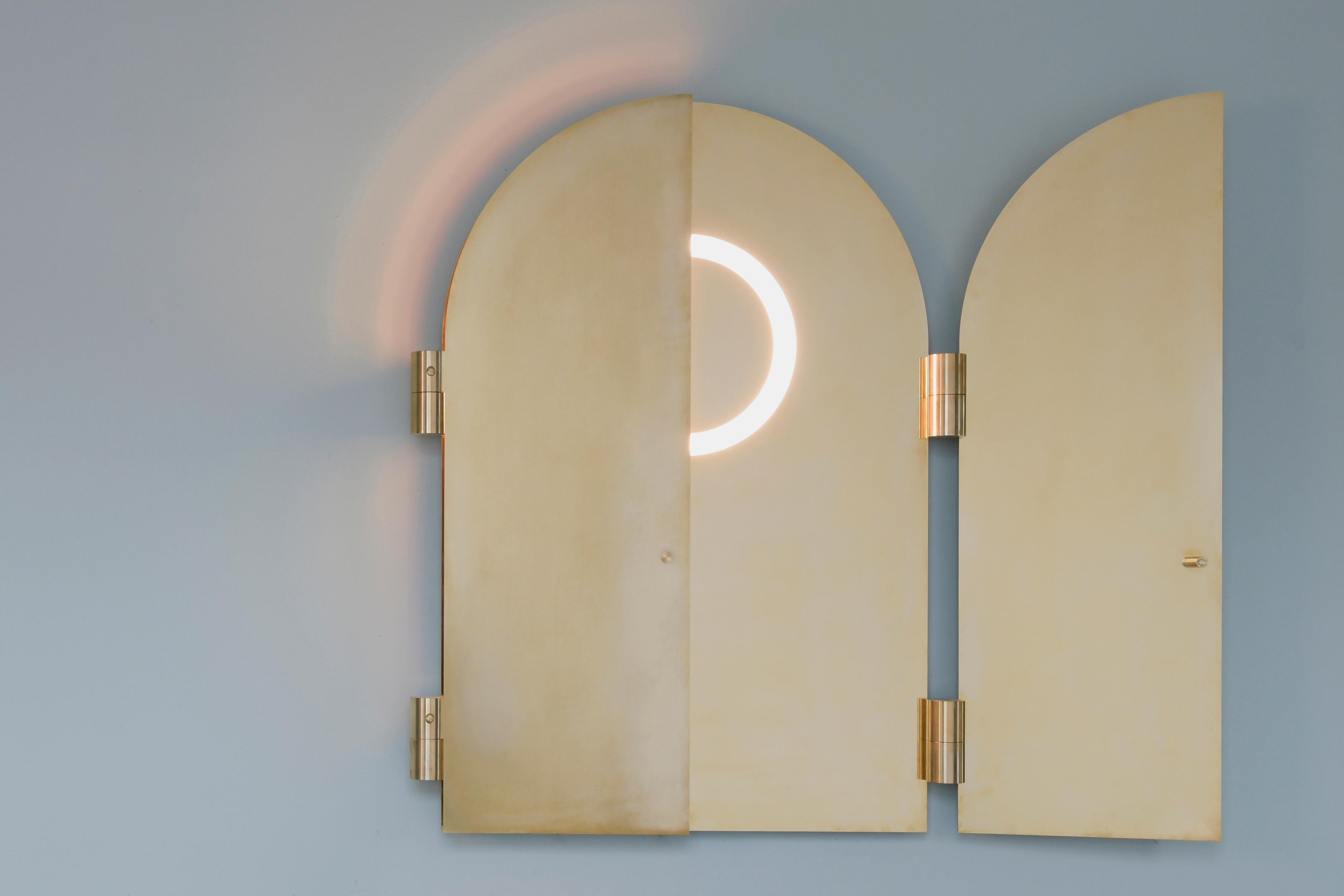 Modern Brass Triptychs Enlighted Mirror by Jesse Visser For Sale