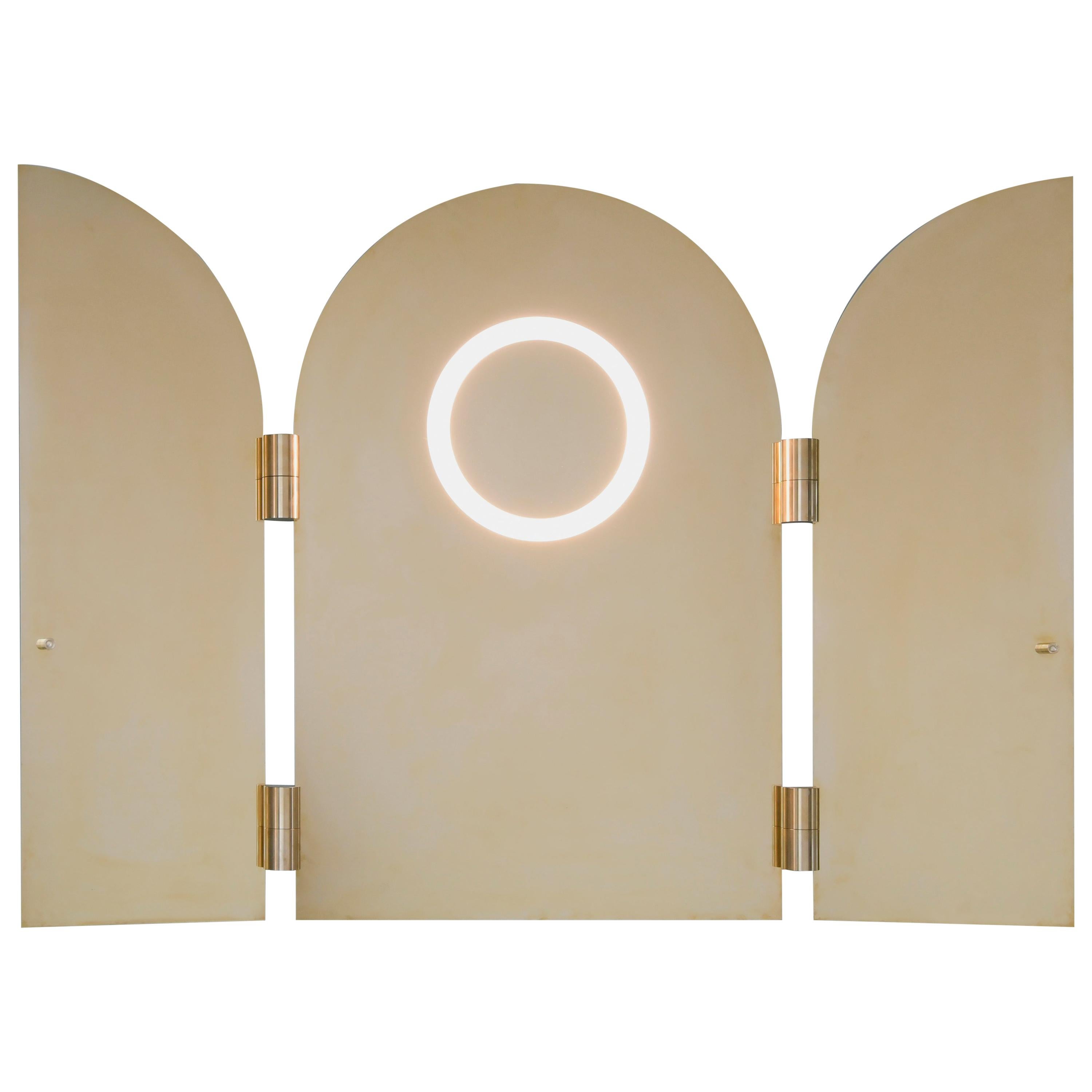 Brass Triptychs Enlighted Mirror by Jesse Visser For Sale