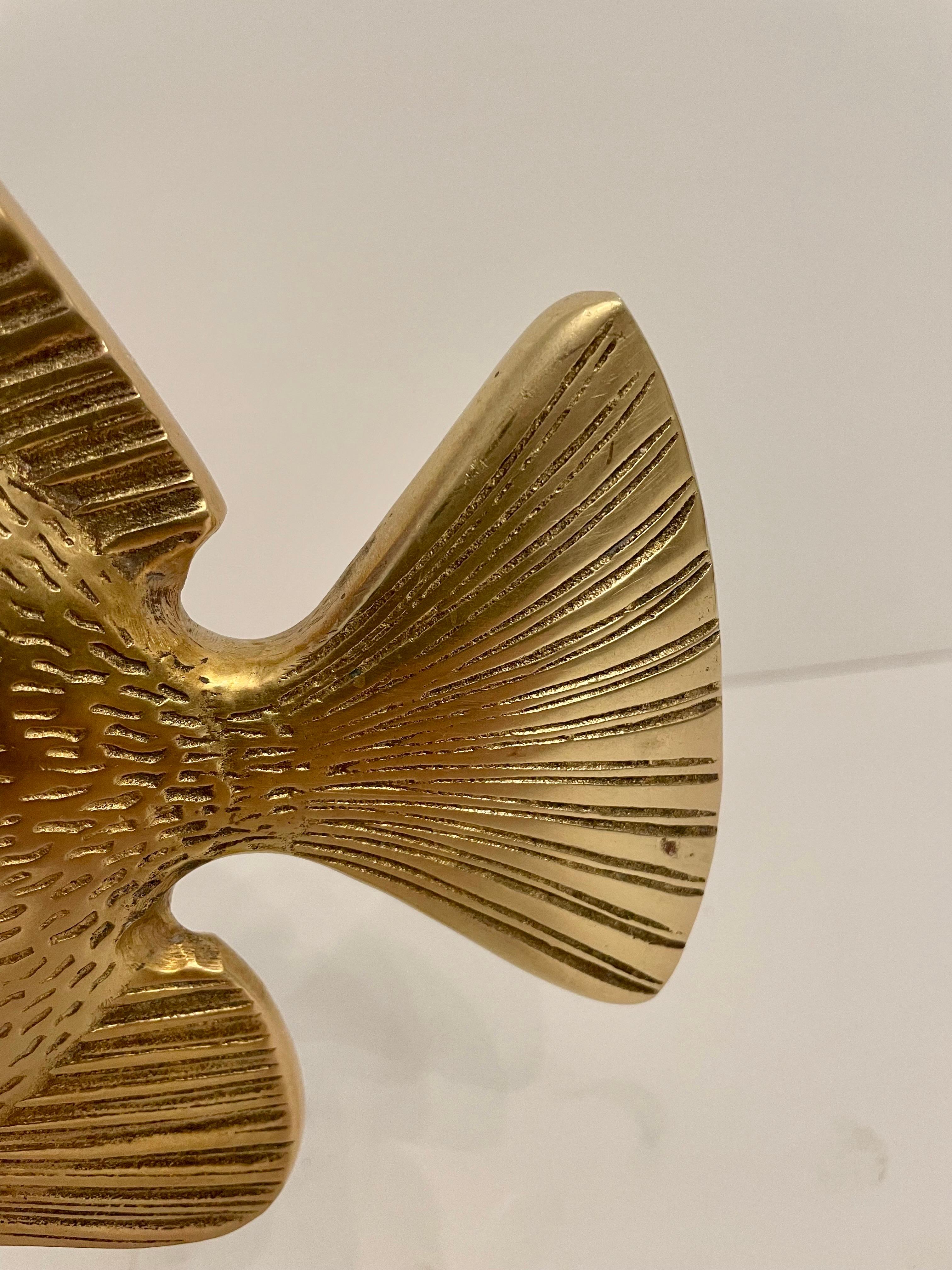 Korean Brass Tropical Fish Sculpture on Stand