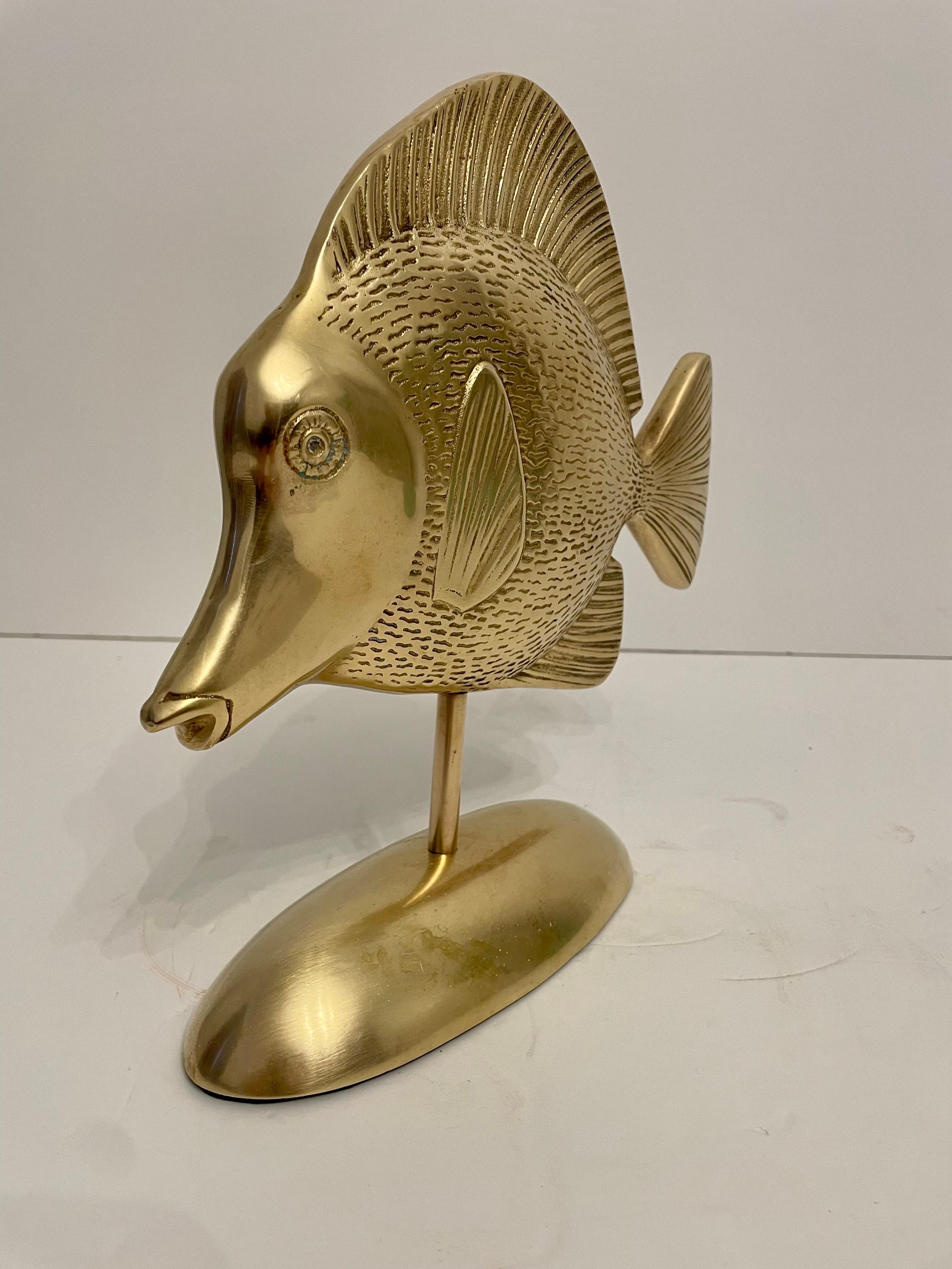 20th Century Brass Tropical Fish Sculpture on Stand