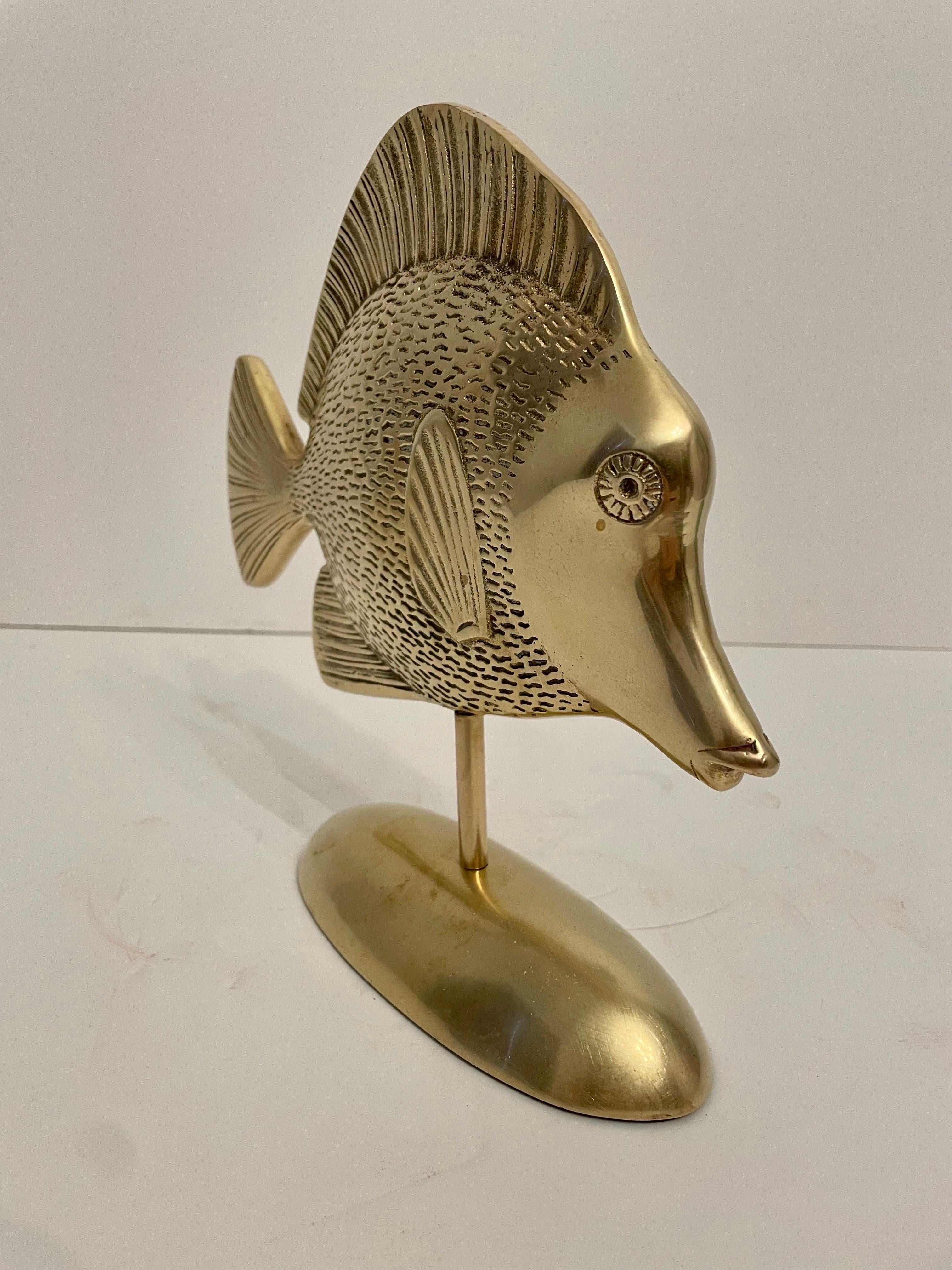Brass Tropical Fish Sculpture on Stand 1