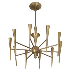 Brass "Trumpet" Chandelier in the Style of Stilnovo