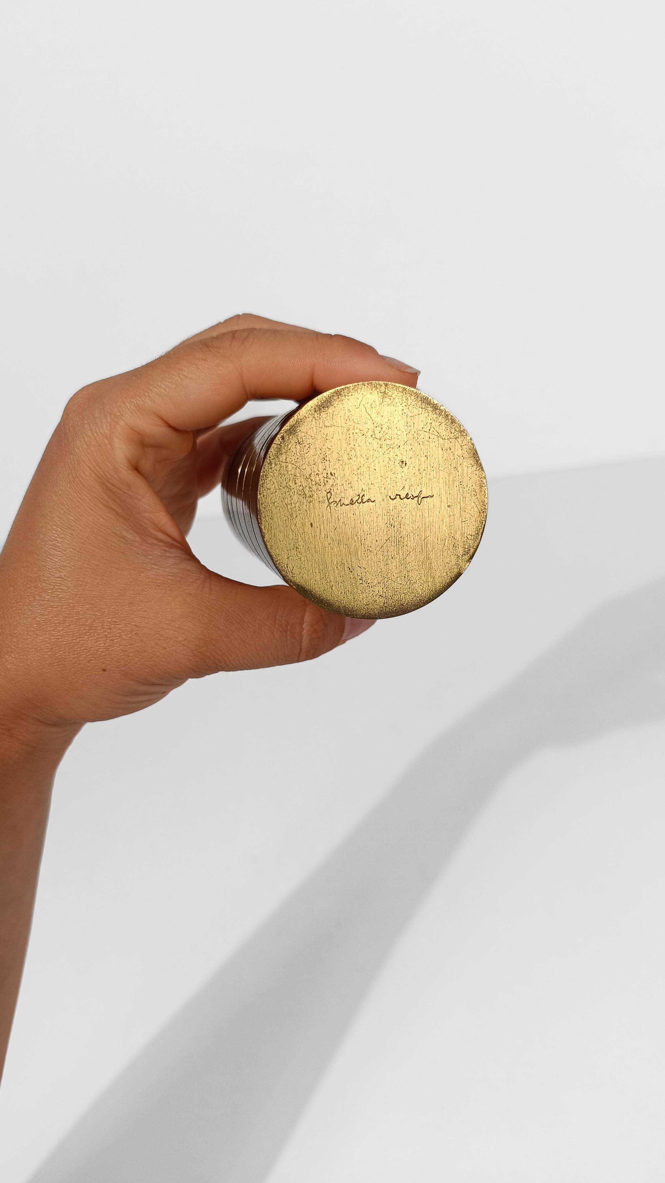 Brass tube Box / Cigarette Case Signed by Gabriella Gabriella Crespi, Italy 70s In Good Condition For Sale In Roma, IT