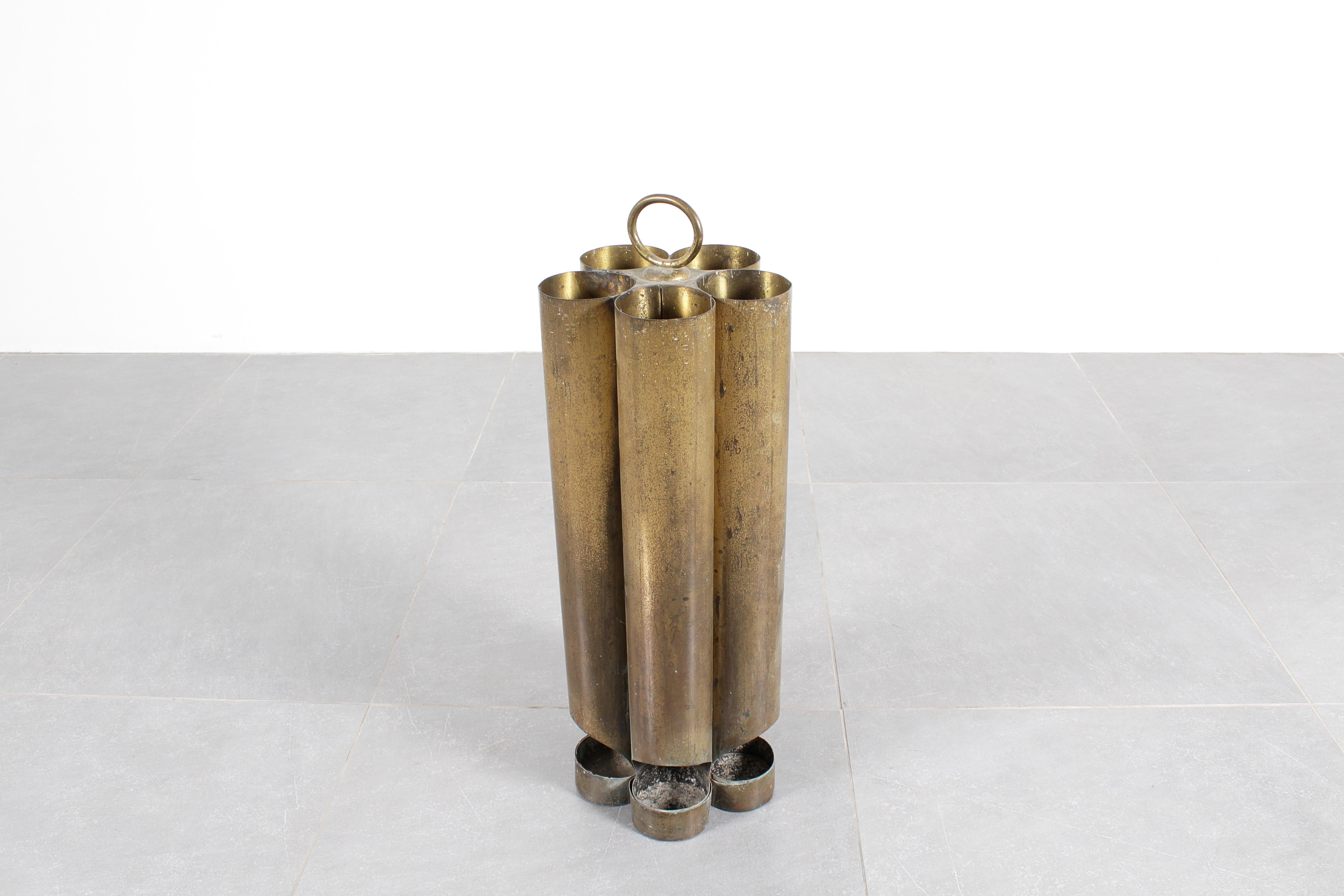 Mid-Century Modern Brass Tube Umbrella Stand 1960s Italy For Sale