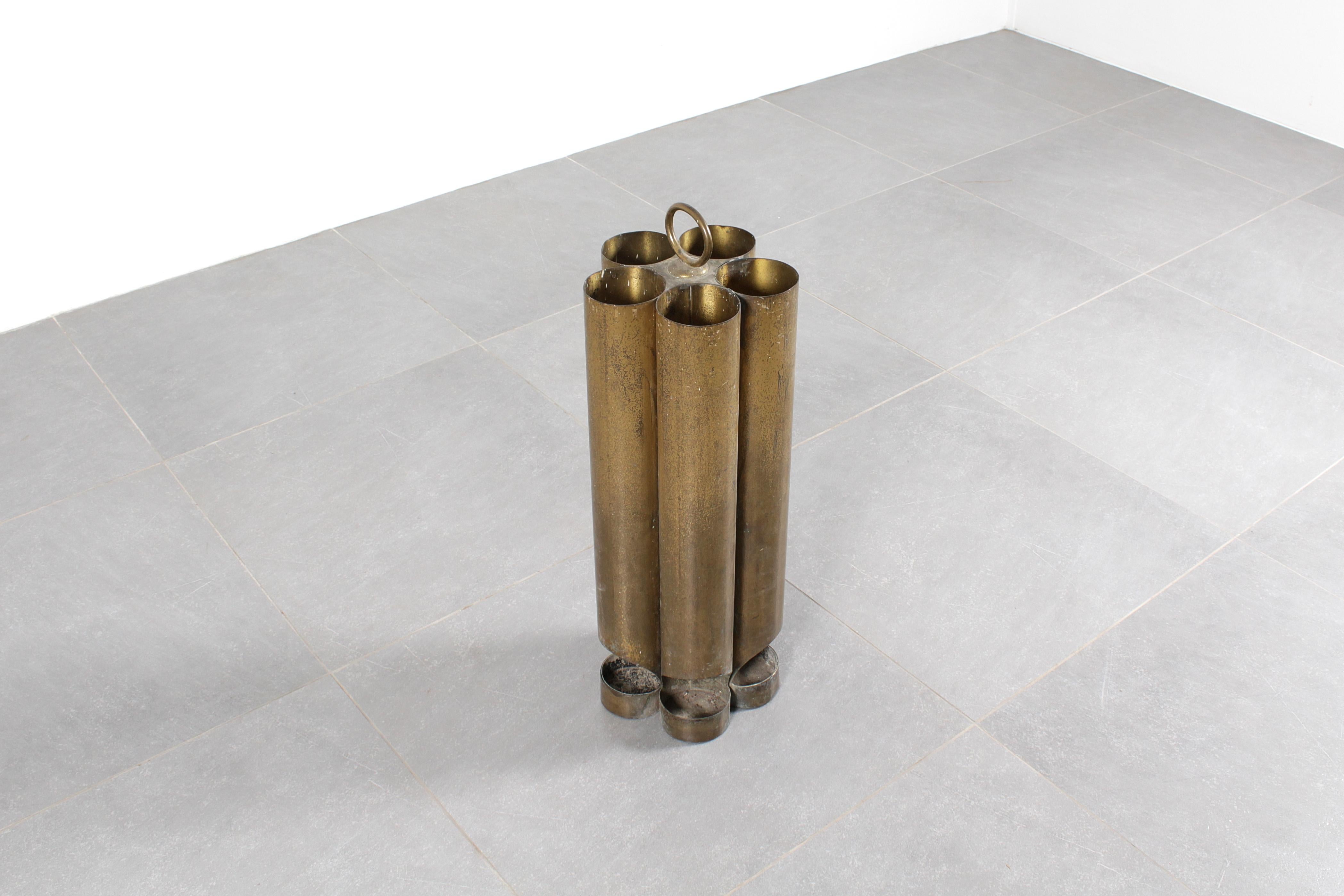 Brass Tube Umbrella Stand 1960s Italy In Good Condition For Sale In Palermo, IT