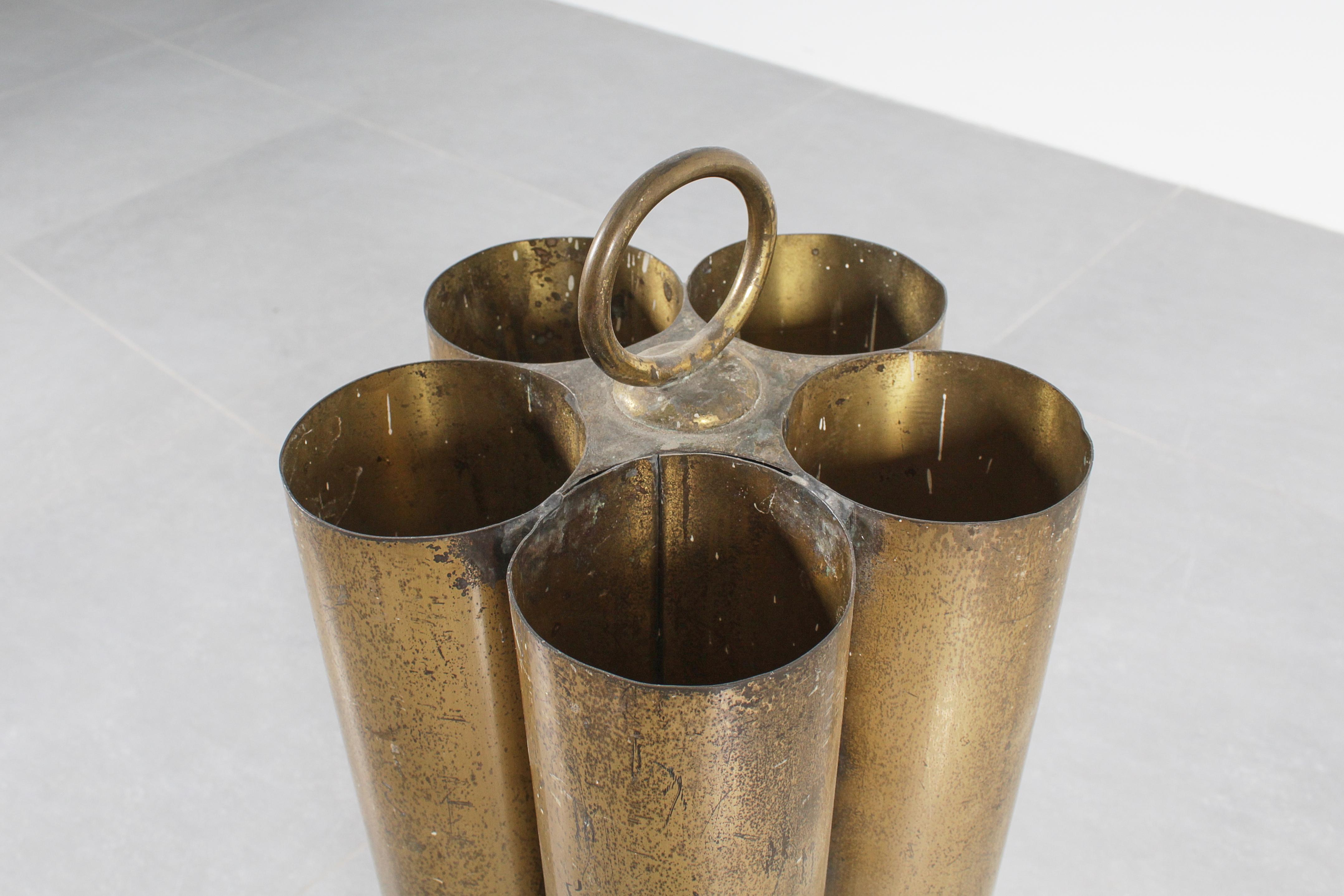 Metal Brass Tube Umbrella Stand 1960s Italy For Sale