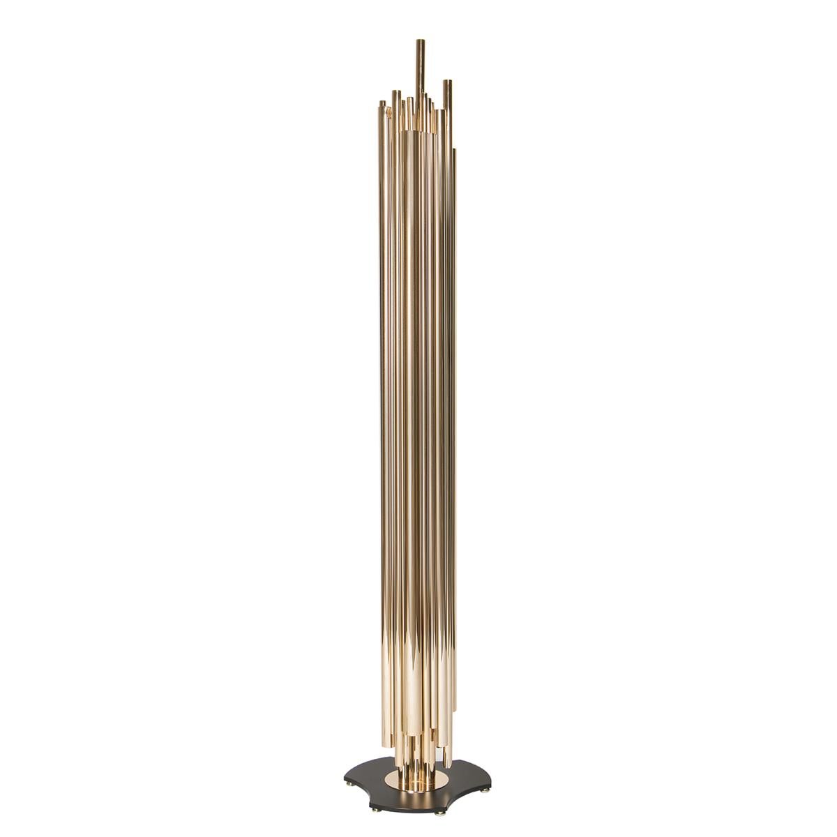 Brass Tubes Floor Lamp with Gold-Plated Solid Brass For Sale