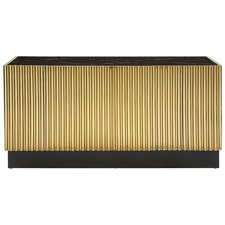 Brass Tubes II Sideboard in Gold Finish For Sale