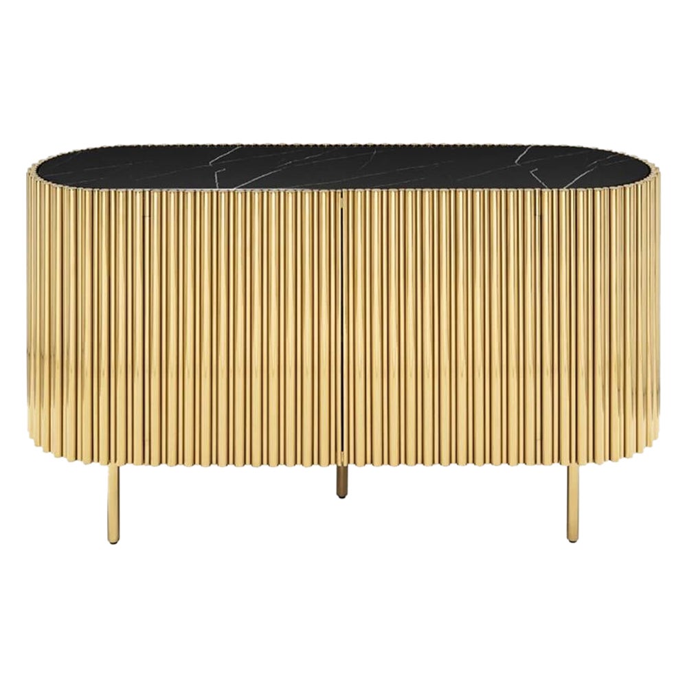 Ovales Sideboard aus Messingröhren