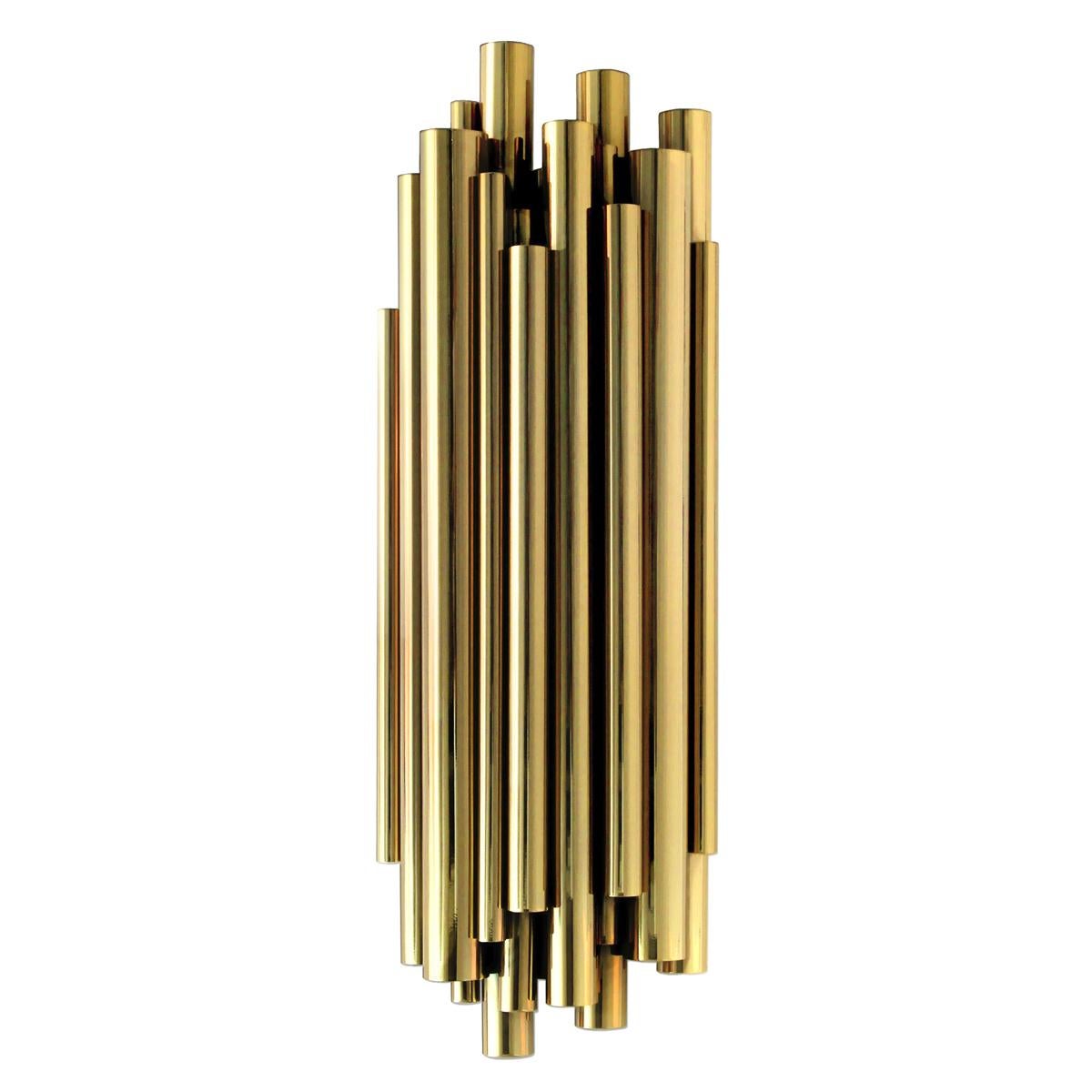 Brass Tubes Wall Lamp with Gold-Plated Solid Brass