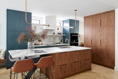 Brass Tubing and Fluted Glass Linear Pendant