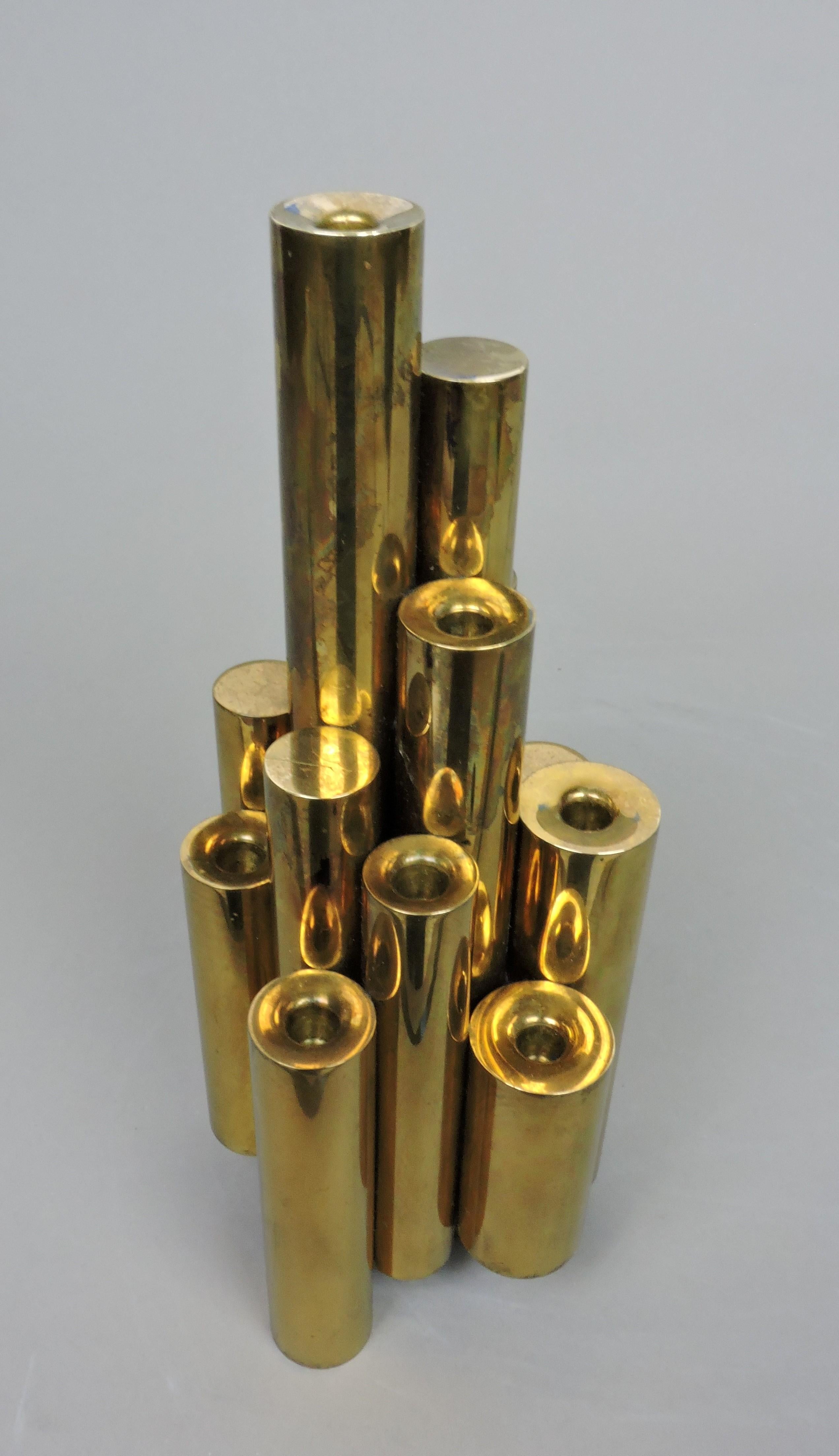 Brass Tubular Modernist Candle Holder Attr. to Gio Ponti 4