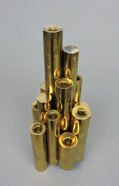 Brass Tubular Modernist Candle Holder Attr. to Gio Ponti