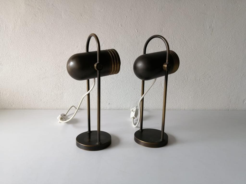 Brass Tubular Pair of Desk Lamps by Rolf Krüger for Heinz Neuhaus, 1960s Germany For Sale 3