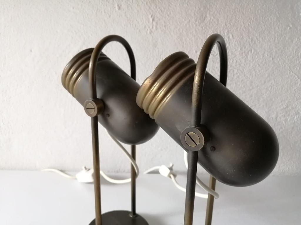 Brass Tubular Pair of Desk Lamps by Rolf Krüger for Heinz Neuhaus, 1960s Germany For Sale 4