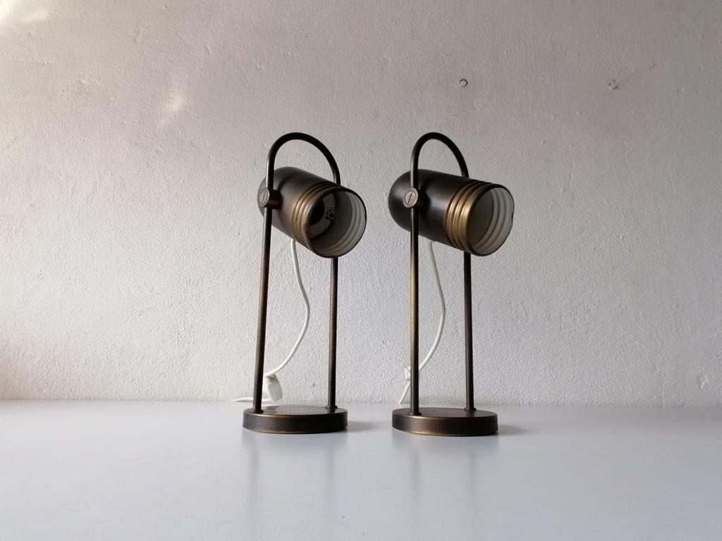 Brass Tubular Pair of Desk Lamps by Rolf Krüger for Heinz Neuhaus, 1960s Germany For Sale 5
