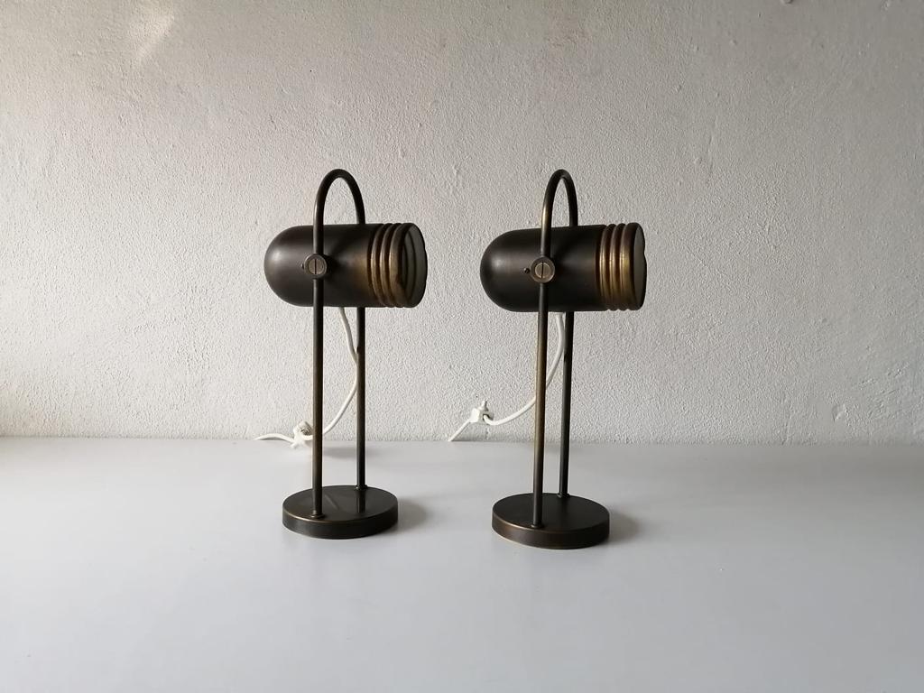 Brass Tubular Pair of Desk Lamps by Rolf Krüger for Heinz Neuhaus, 1960s Germany For Sale 6