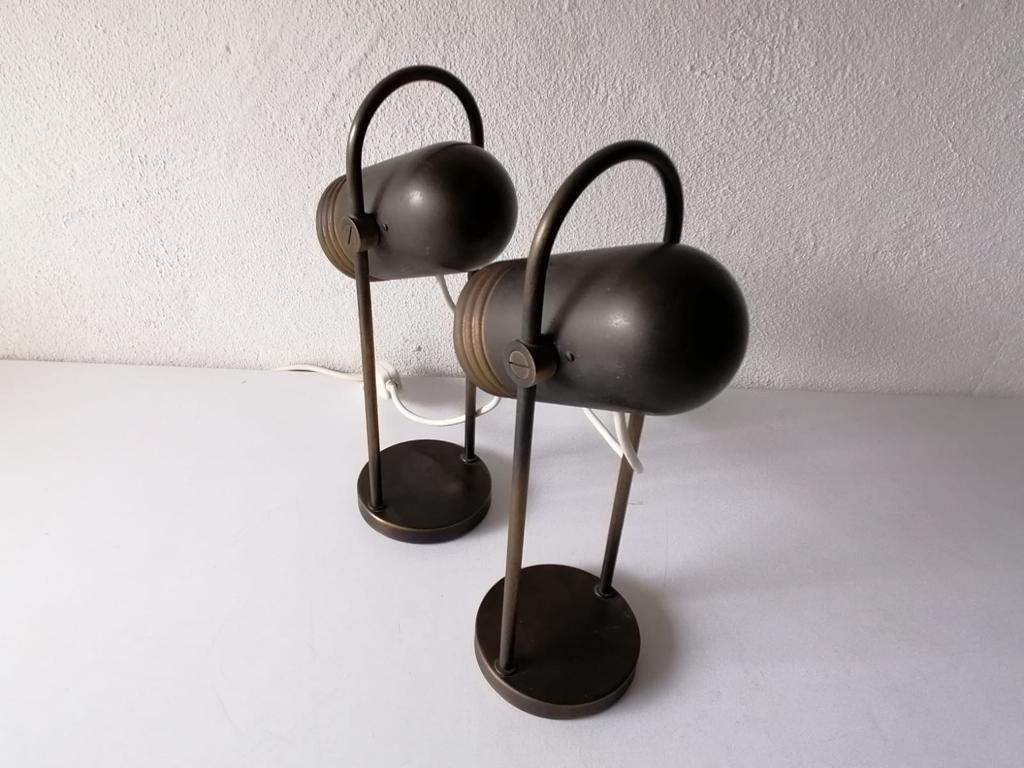 Brass Tubular Pair of Desk Lamps by Rolf Krüger for Heinz Neuhaus, 1960s Germany For Sale 7