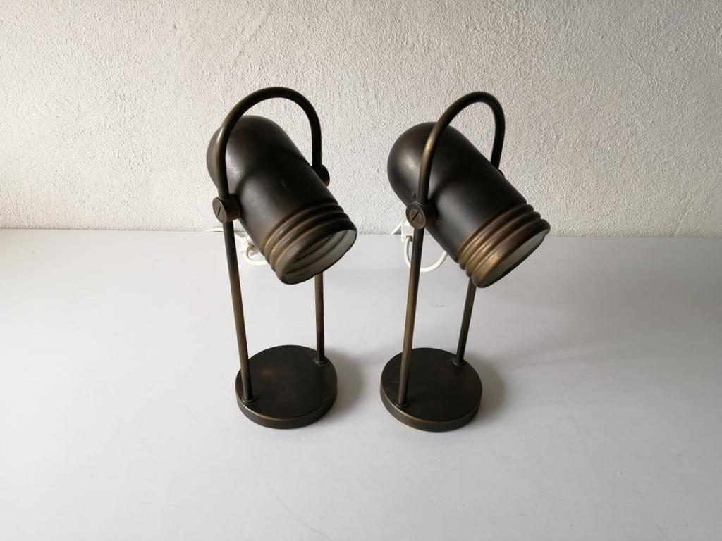 Brass Tubular Pair of Desk Lamps by Rolf Krüger for Heinz Neuhaus, 1960s Germany For Sale 8