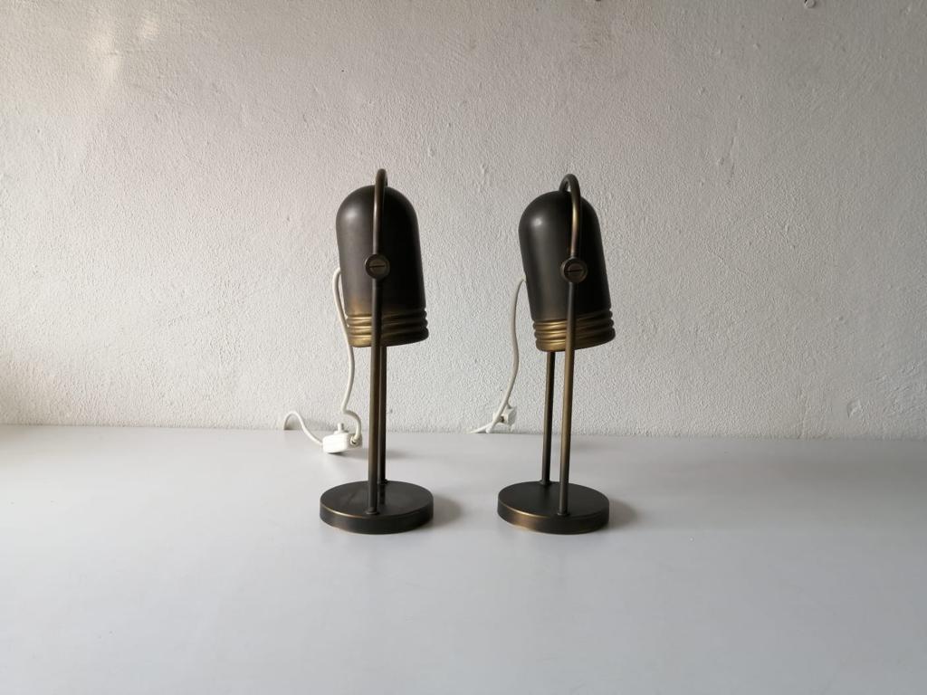 Brass Tubular Pair of Desk Lamps by Rolf Krüger for Heinz Neuhaus, 1960s Germany For Sale 11