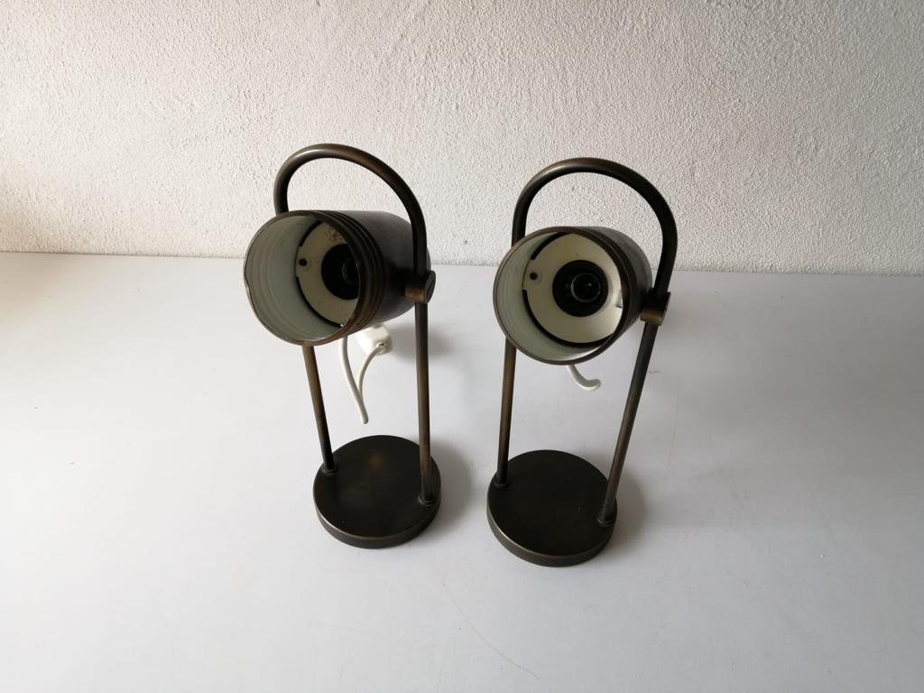 Brass Tubular Pair of Desk Lamps by Rolf Krüger for Heinz Neuhaus, 1960s Germany In Good Condition For Sale In Hagenbach, DE