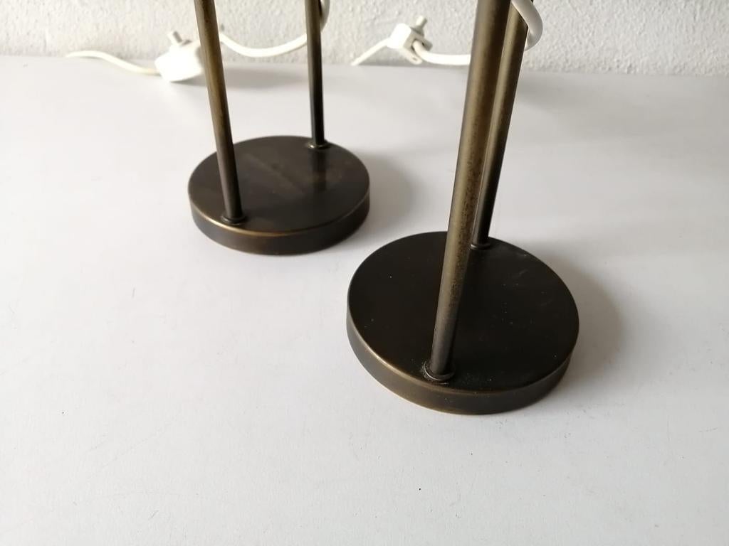 Mid-20th Century Brass Tubular Pair of Desk Lamps by Rolf Krüger for Heinz Neuhaus, 1960s Germany For Sale