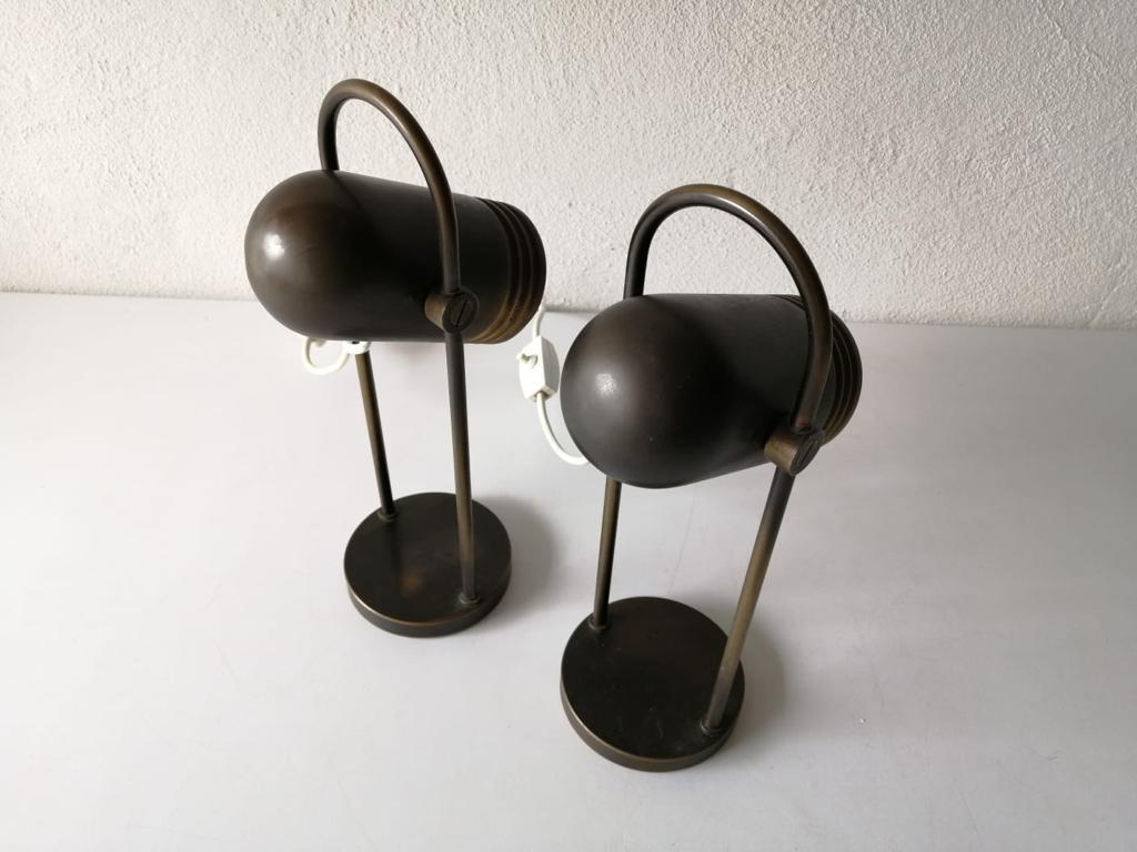 Brass Tubular Pair of Desk Lamps by Rolf Krüger for Heinz Neuhaus, 1960s Germany For Sale 1