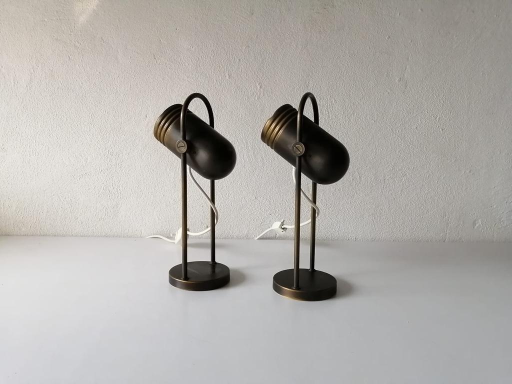 Brass Tubular Pair of Desk Lamps by Rolf Krüger for Heinz Neuhaus, 1960s Germany For Sale 2