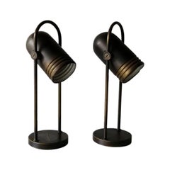 Brass Tubular Pair of Desk Lamps by Rolf Krüger for Heinz Neuhaus, 1960s Germany